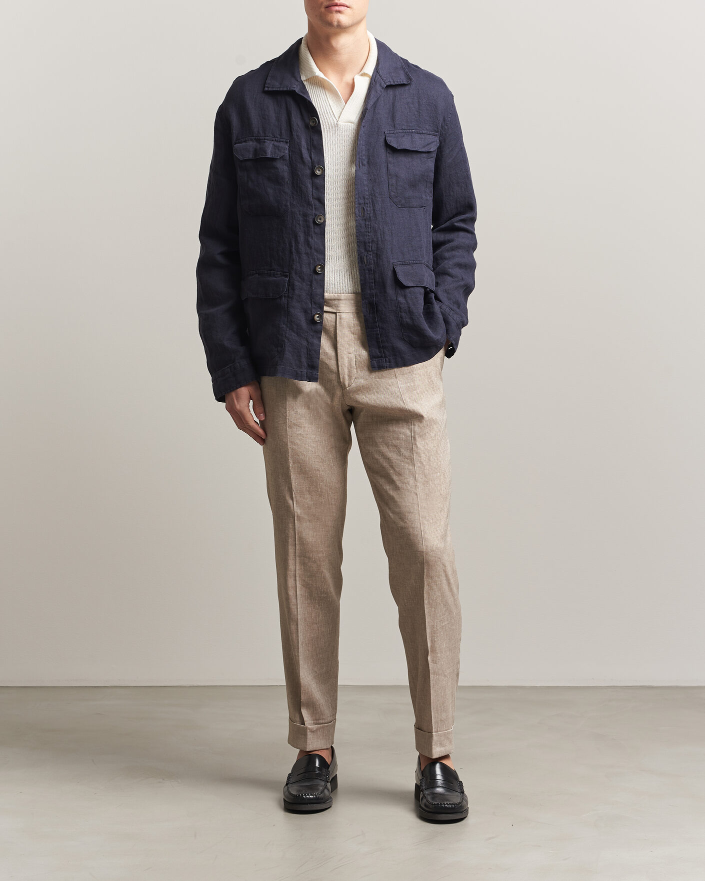 Mies | Takit | Herno | Linen Safari Jacket Navy