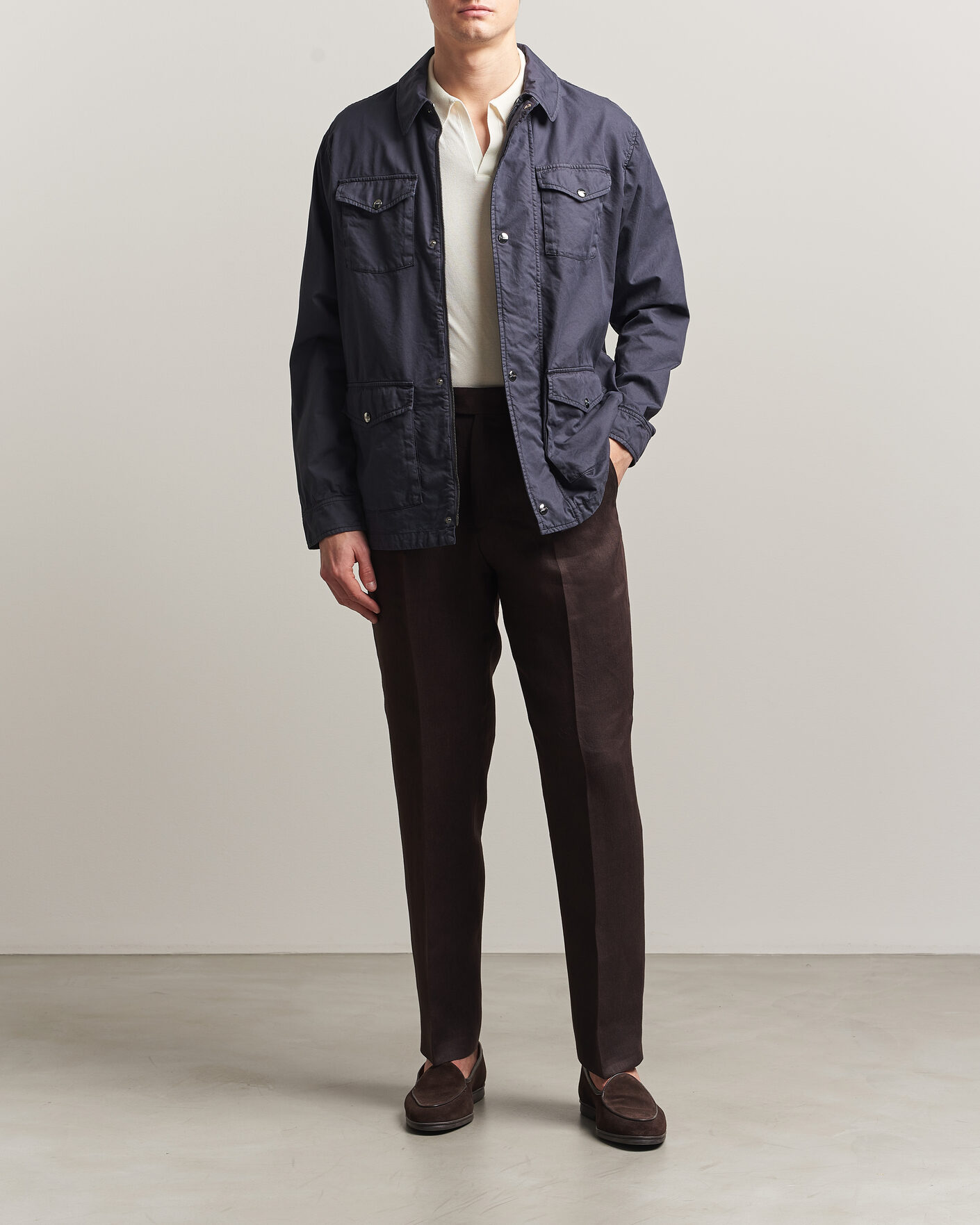 Mies | Takit | Herno | Washed Cotton Field Jacket Navy