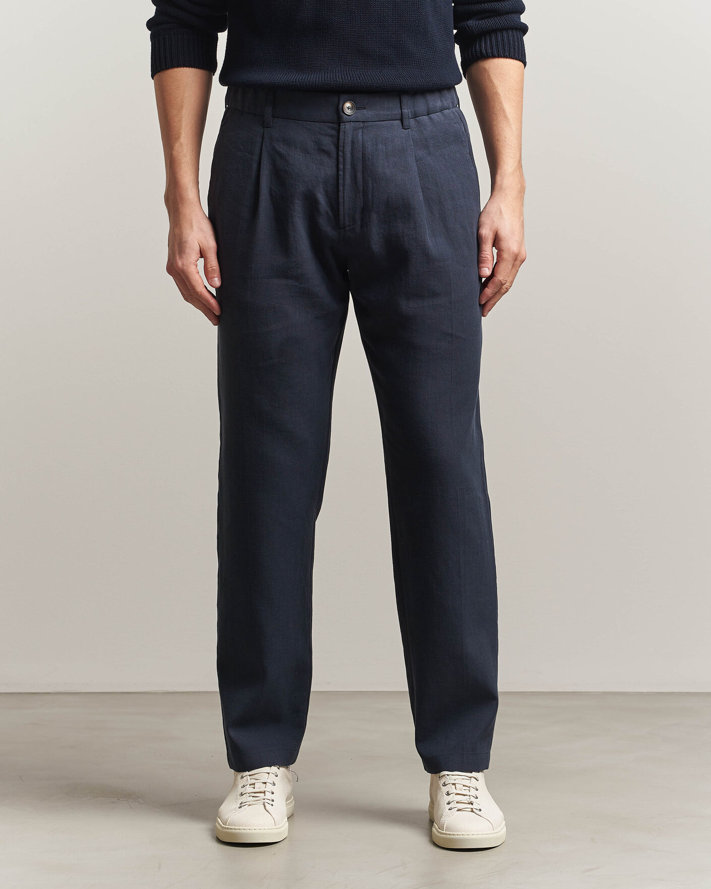 Mies | Housut | Herno | Cotton/Linen Drawstring Pants Navy