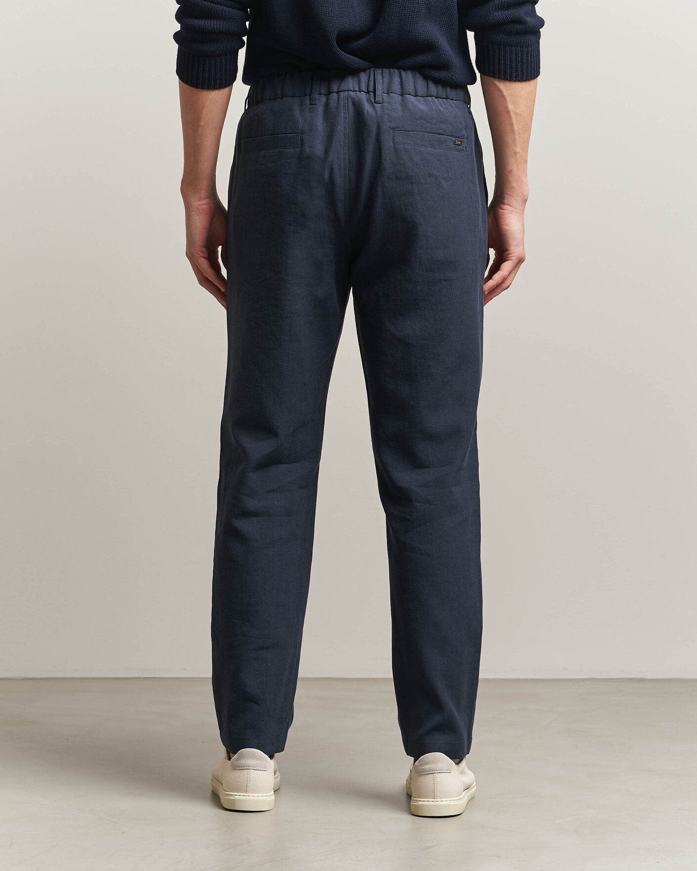 Mies | Housut | Herno | Cotton/Linen Drawstring Pants Navy