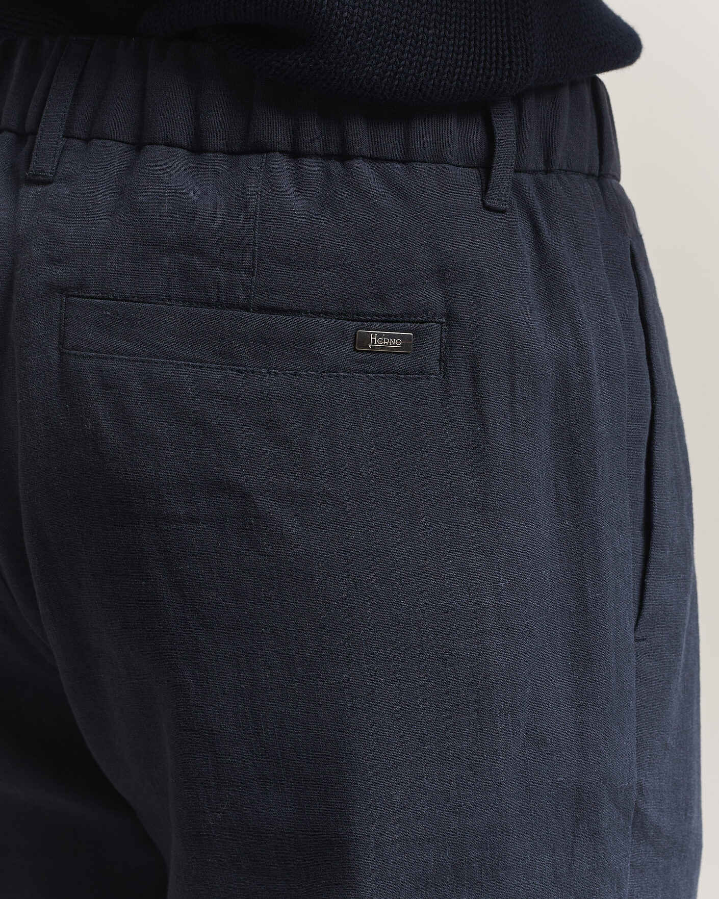 Mies | Housut | Herno | Cotton/Linen Drawstring Pants Navy