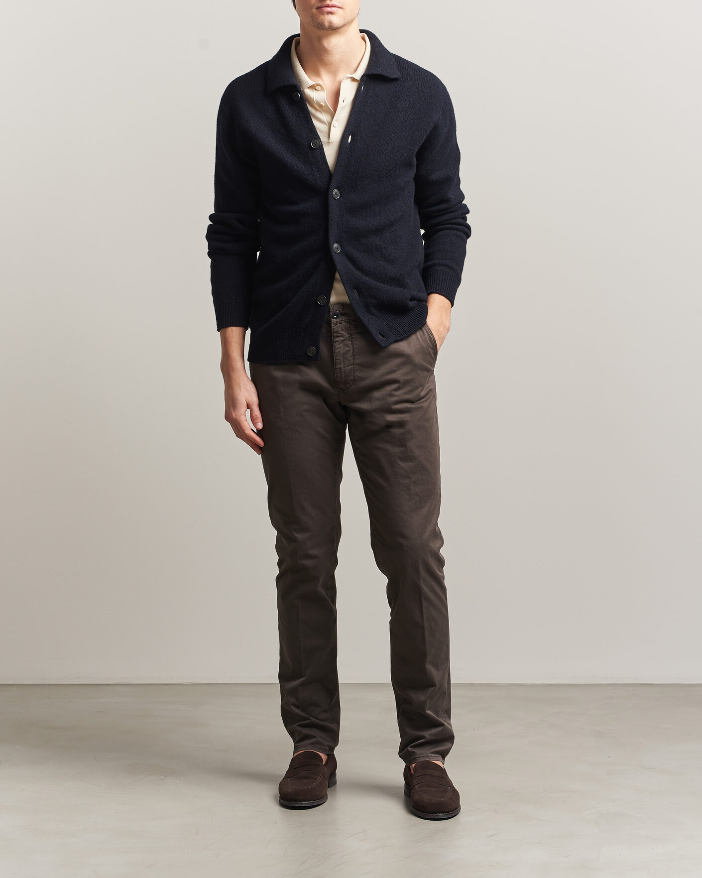 Mies | Housut | Incotex | Slim Fit Garment Dyed Slacks Dark Brown