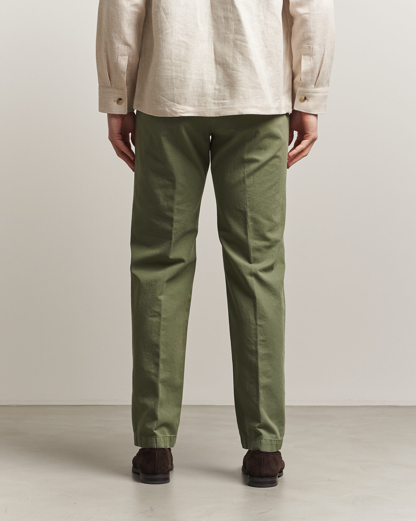 Mies | Housut | Incotex | Regular Fit Cotton/Linen Slacks Military