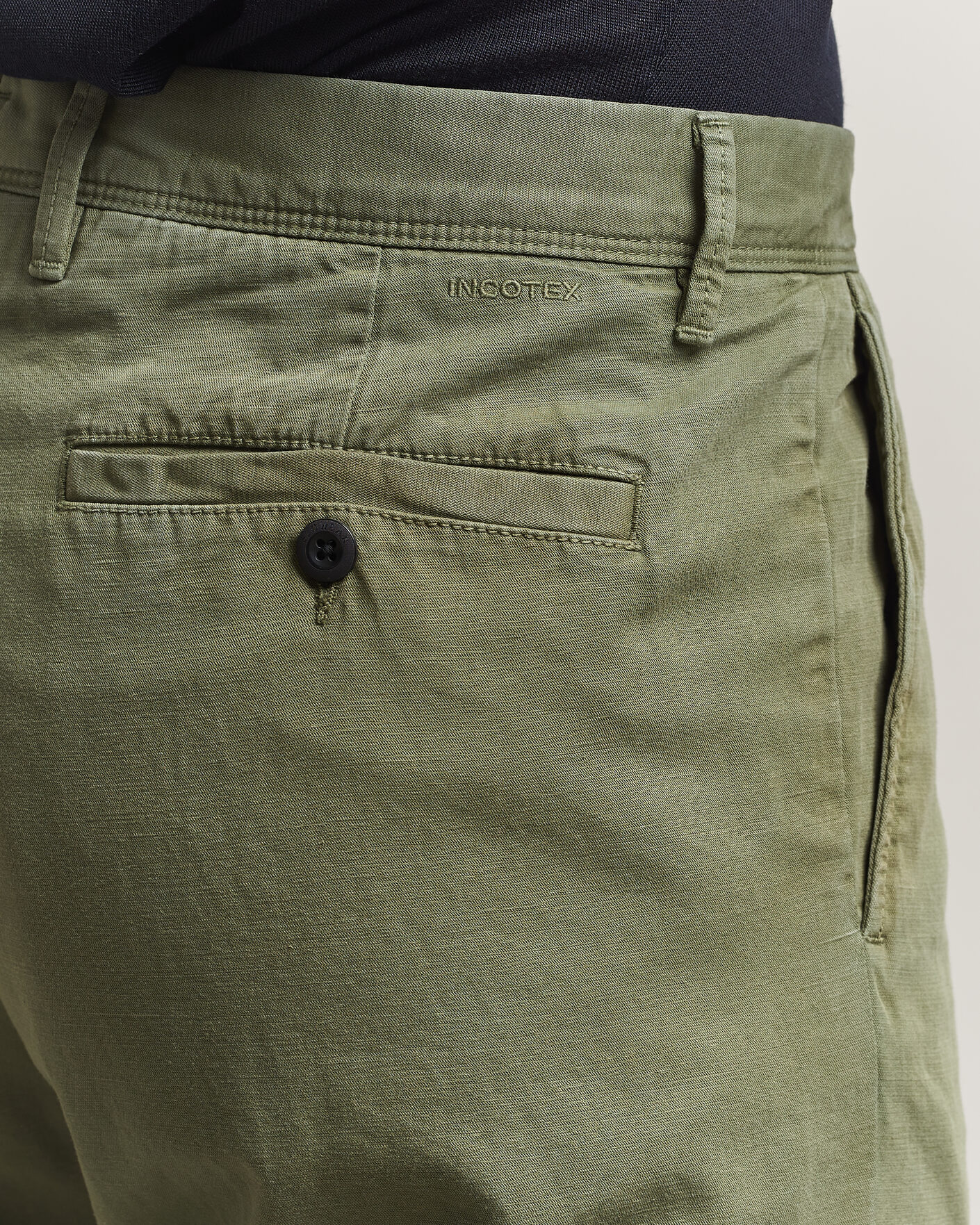 Mies | Housut | Incotex | Regular Fit Cotton/Linen Slacks Military