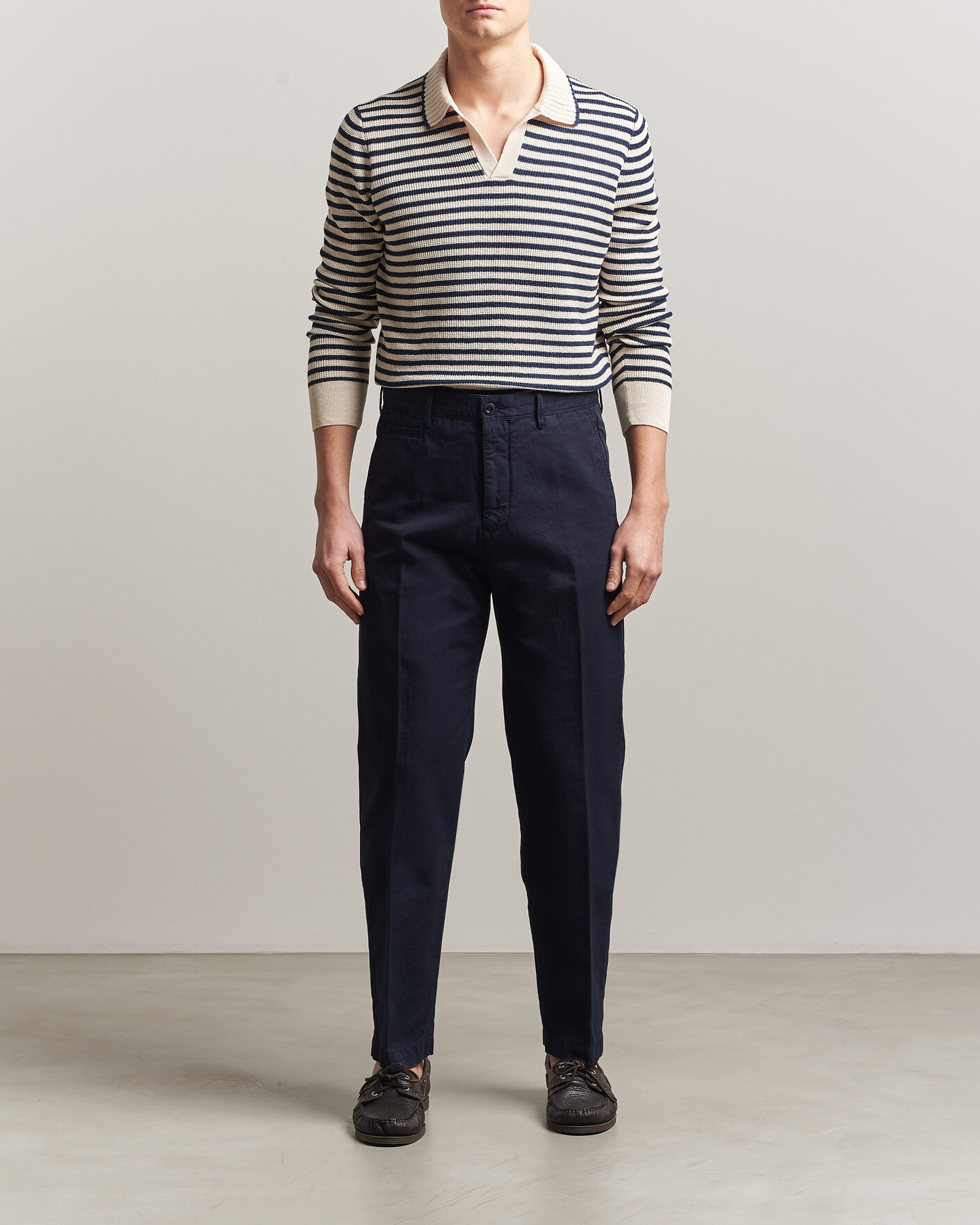 Mies | Housut | Incotex | Regular Fit Cotton/Linen Slacks Navy