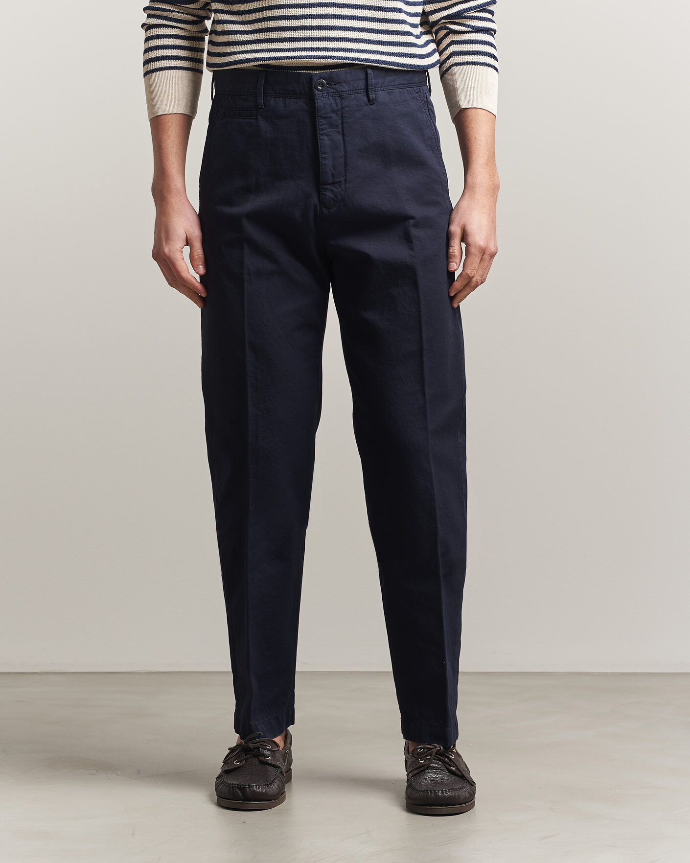 Mies | Housut | Incotex | Regular Fit Cotton/Linen Slacks Navy