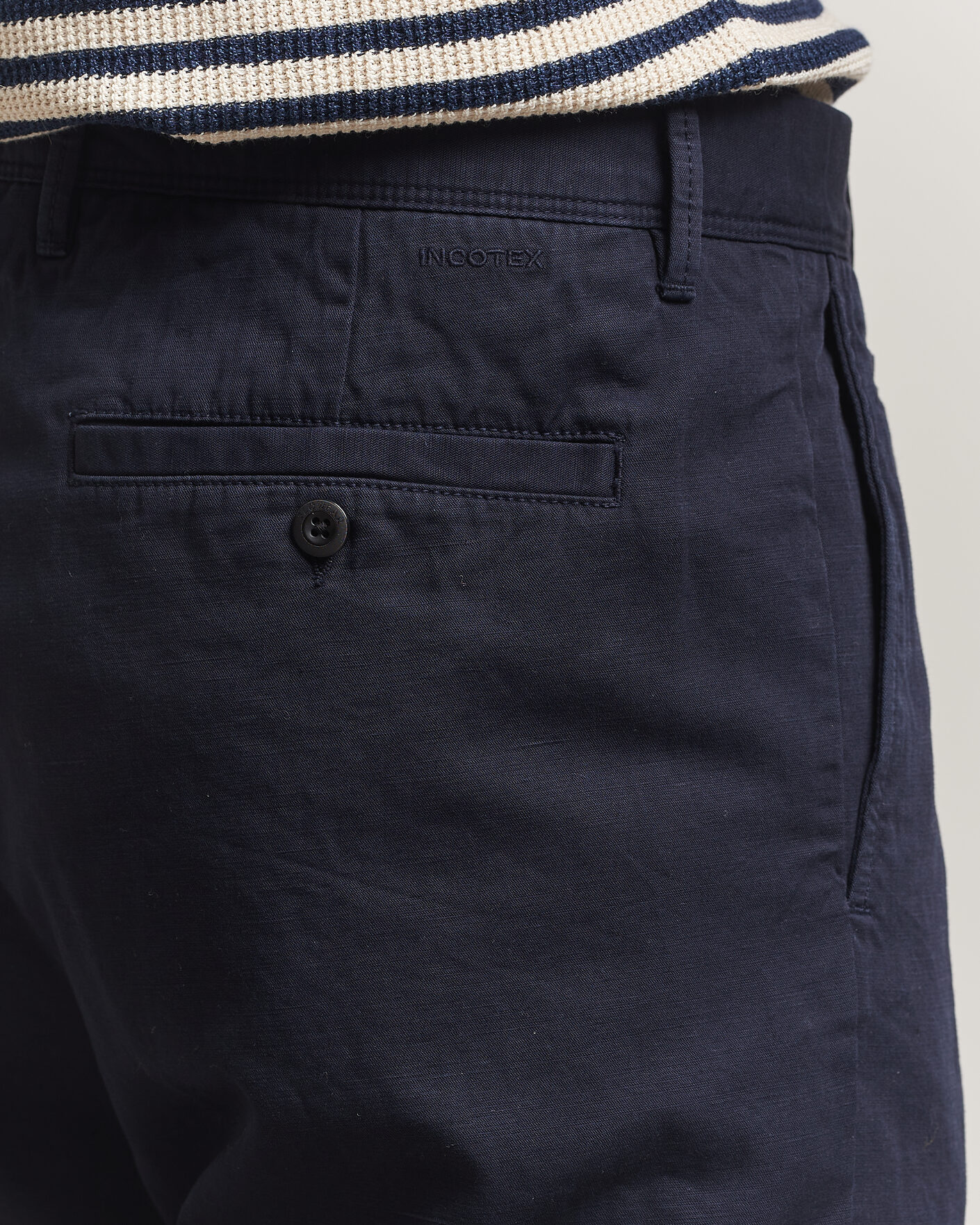 Mies | Housut | Incotex | Regular Fit Cotton/Linen Slacks Navy
