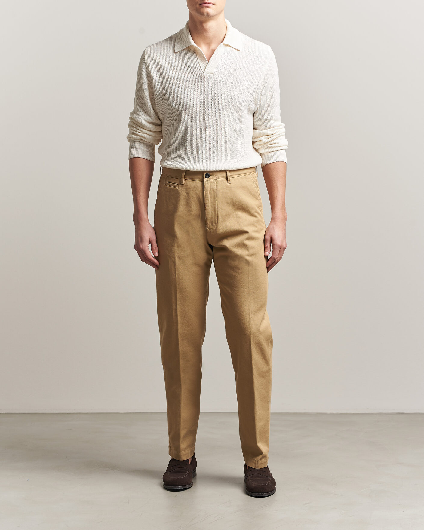 Mies | Housut | Incotex | Regular Fit Uniform Cotton Slacks Khaki