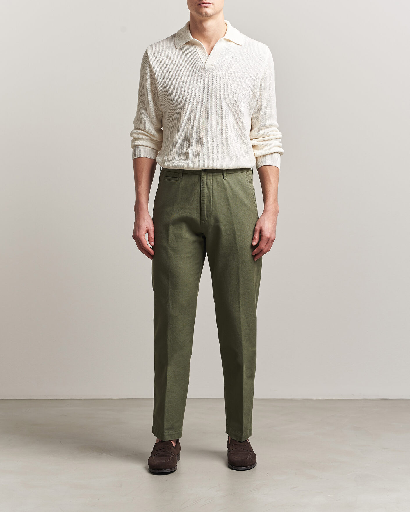 Mies | Housut | Incotex | Regular Fit Uniform Cotton Slacks Military