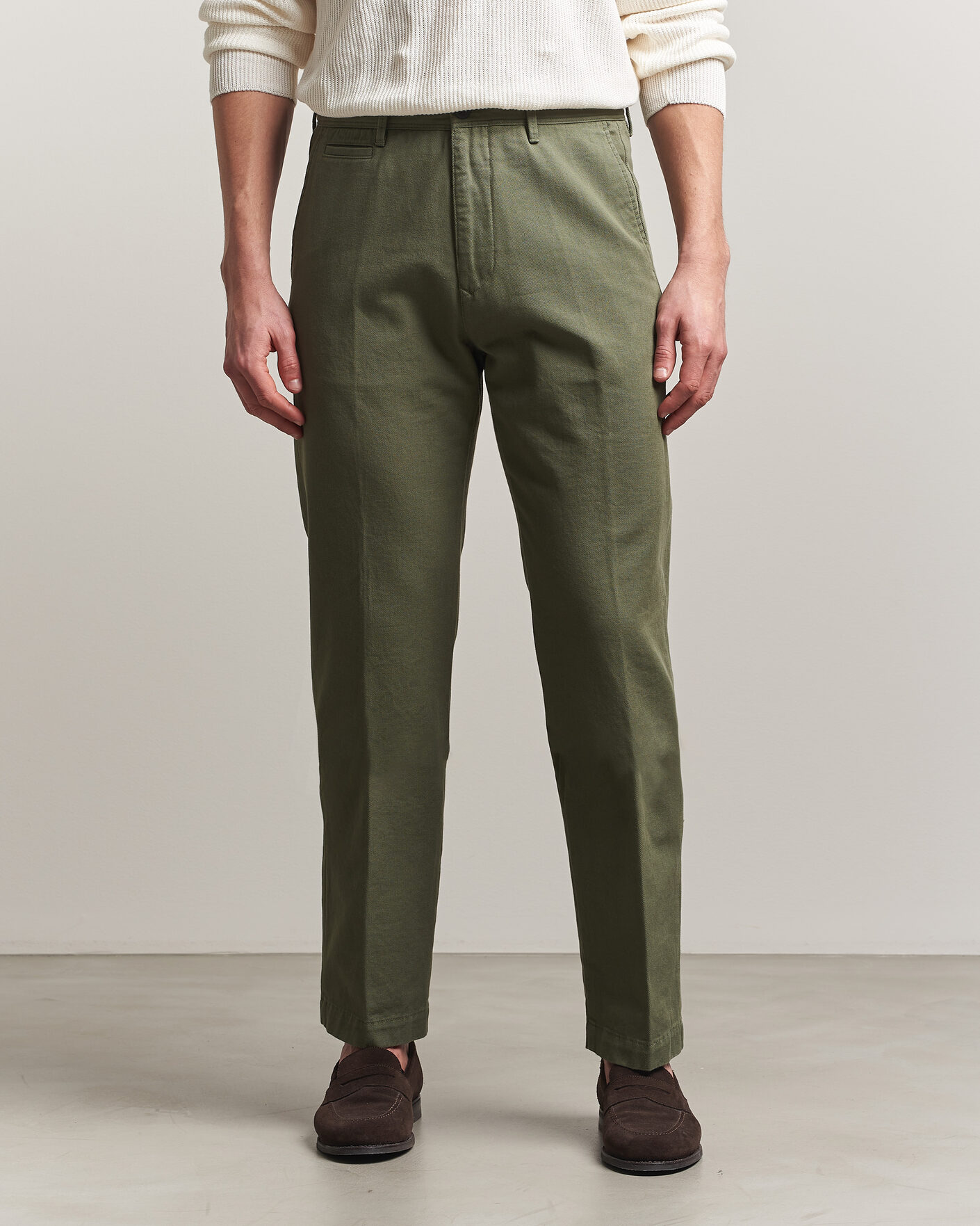 Mies | Housut | Incotex | Regular Fit Uniform Cotton Slacks Military