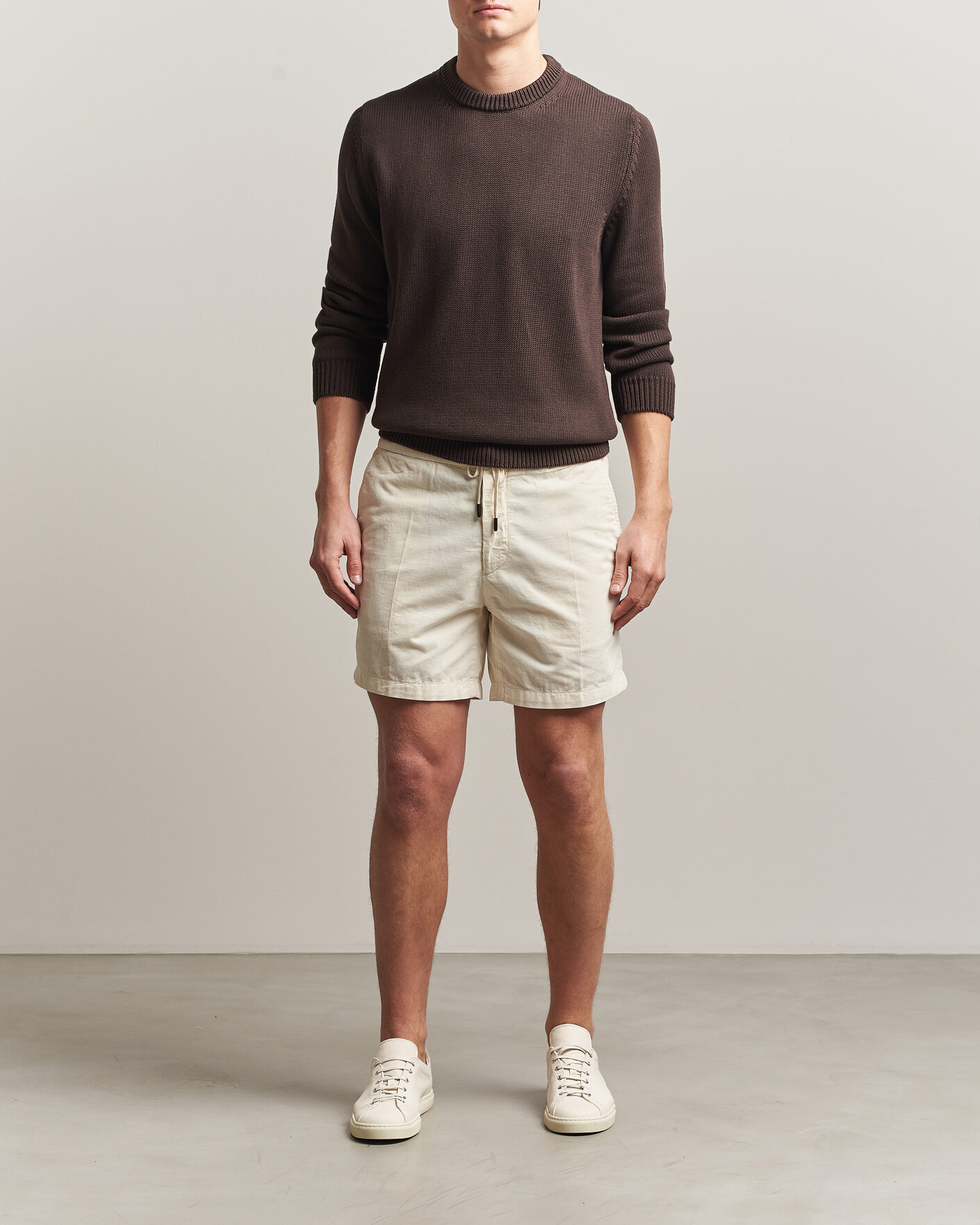 Mies | Shortsit | Incotex | Baby Corduroy Drawstring Shorts Off White