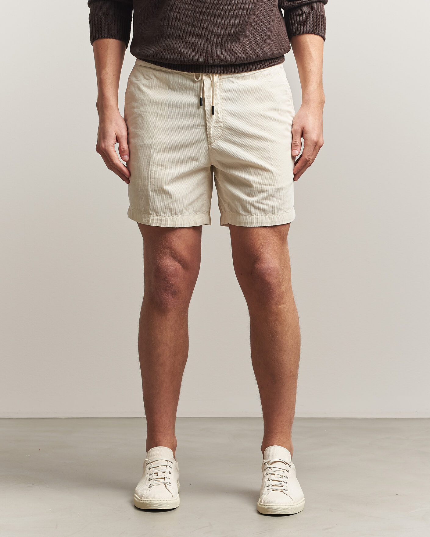 Mies | Shortsit | Incotex | Baby Corduroy Drawstring Shorts Off White