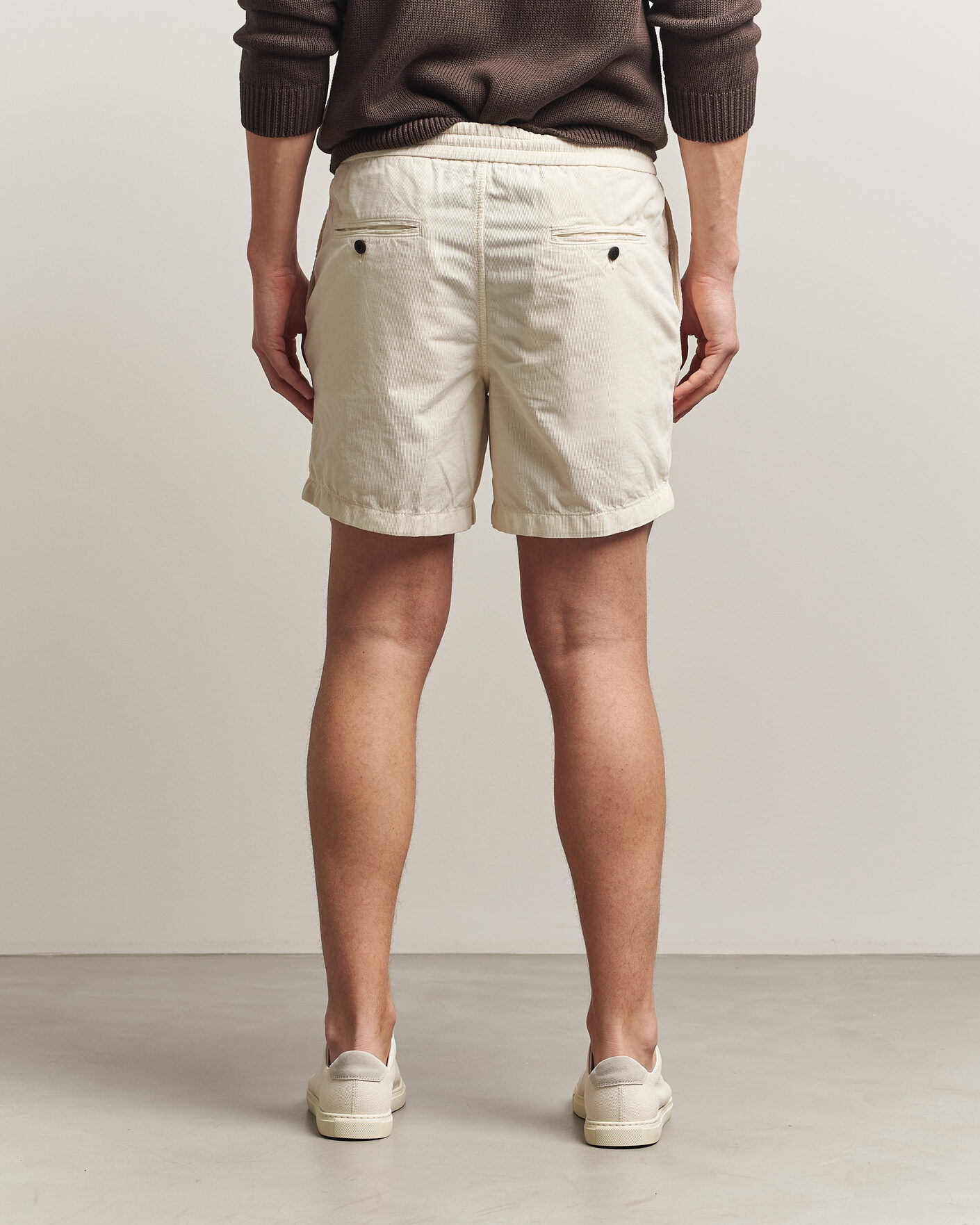 Mies | Shortsit | Incotex | Baby Corduroy Drawstring Shorts Off White
