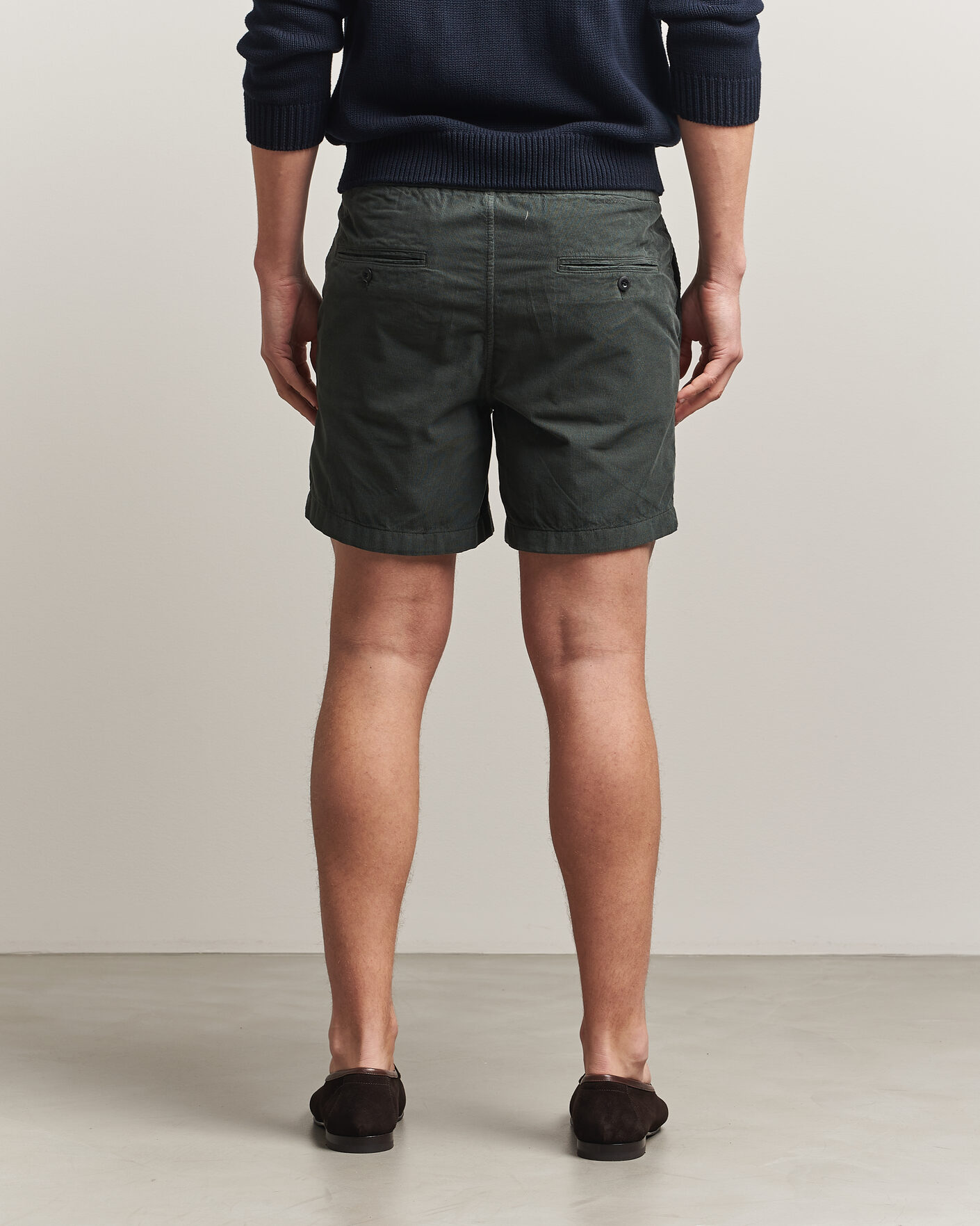 Mies | Shortsit | Incotex | Baby Corduroy Drawstring Shorts Dark Green