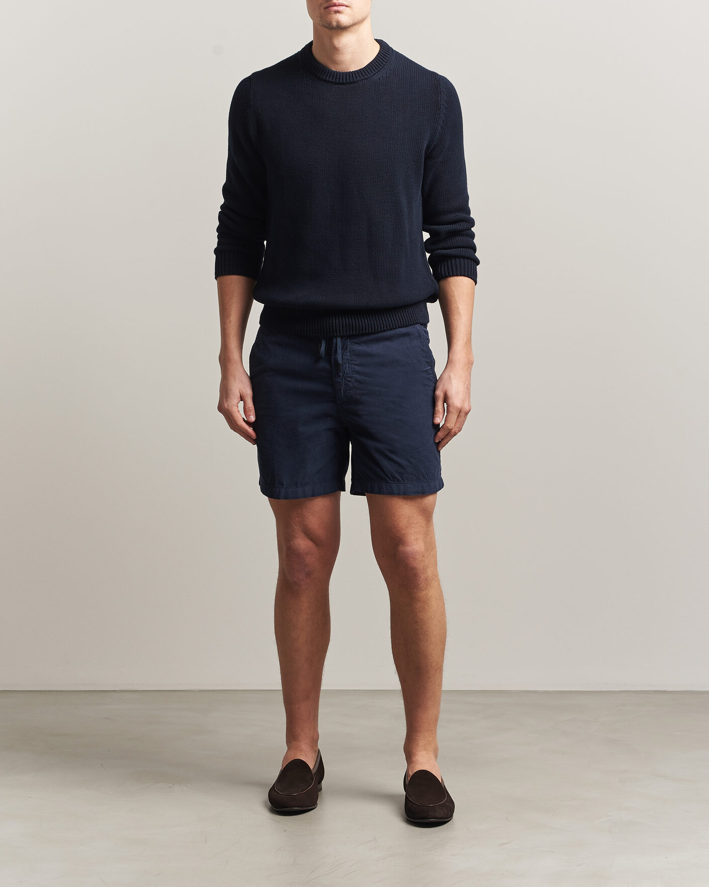 Mies | Shortsit | Incotex | Baby Corduroy Drawstring Shorts Navy