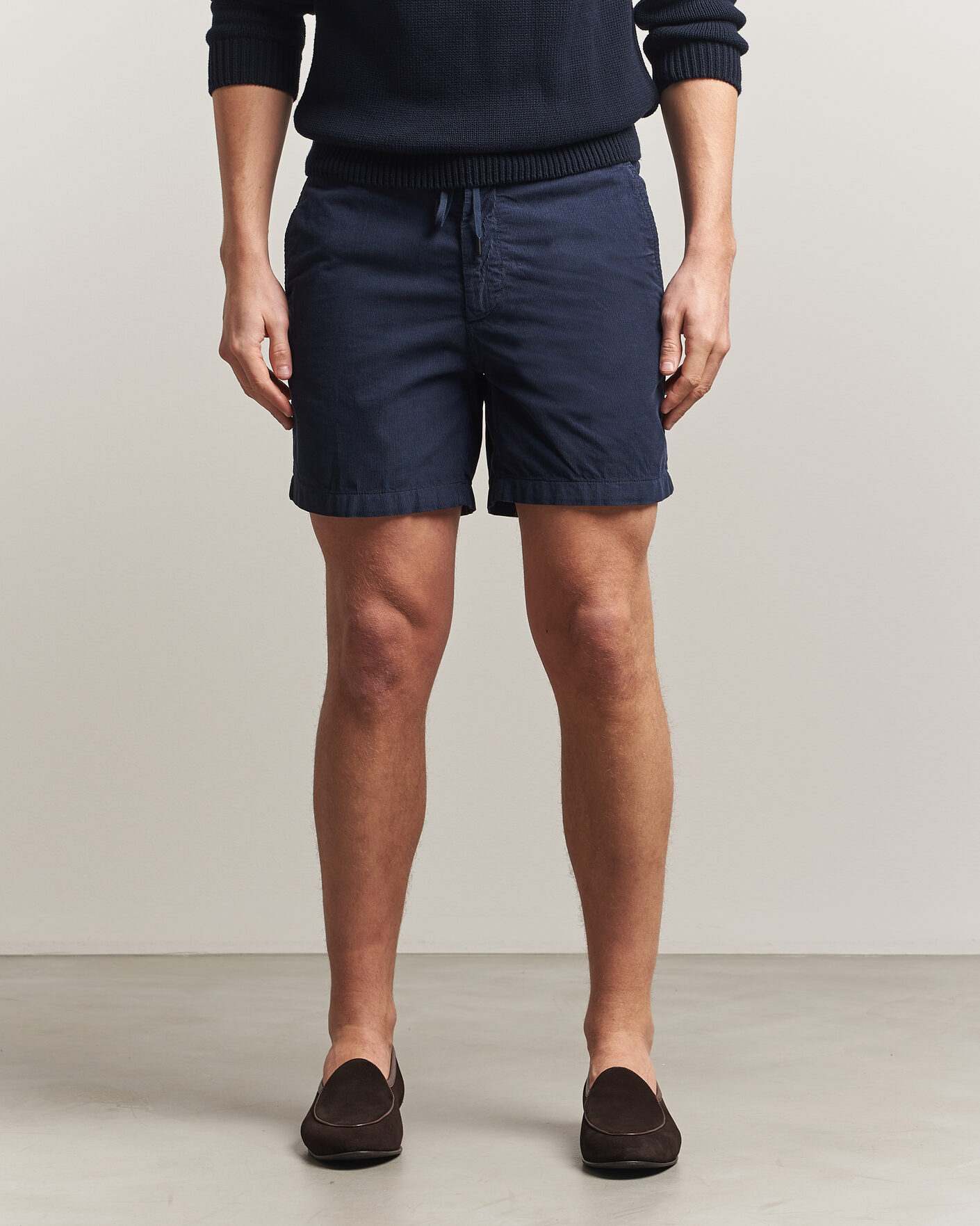 Mies | Shortsit | Incotex | Baby Corduroy Drawstring Shorts Navy