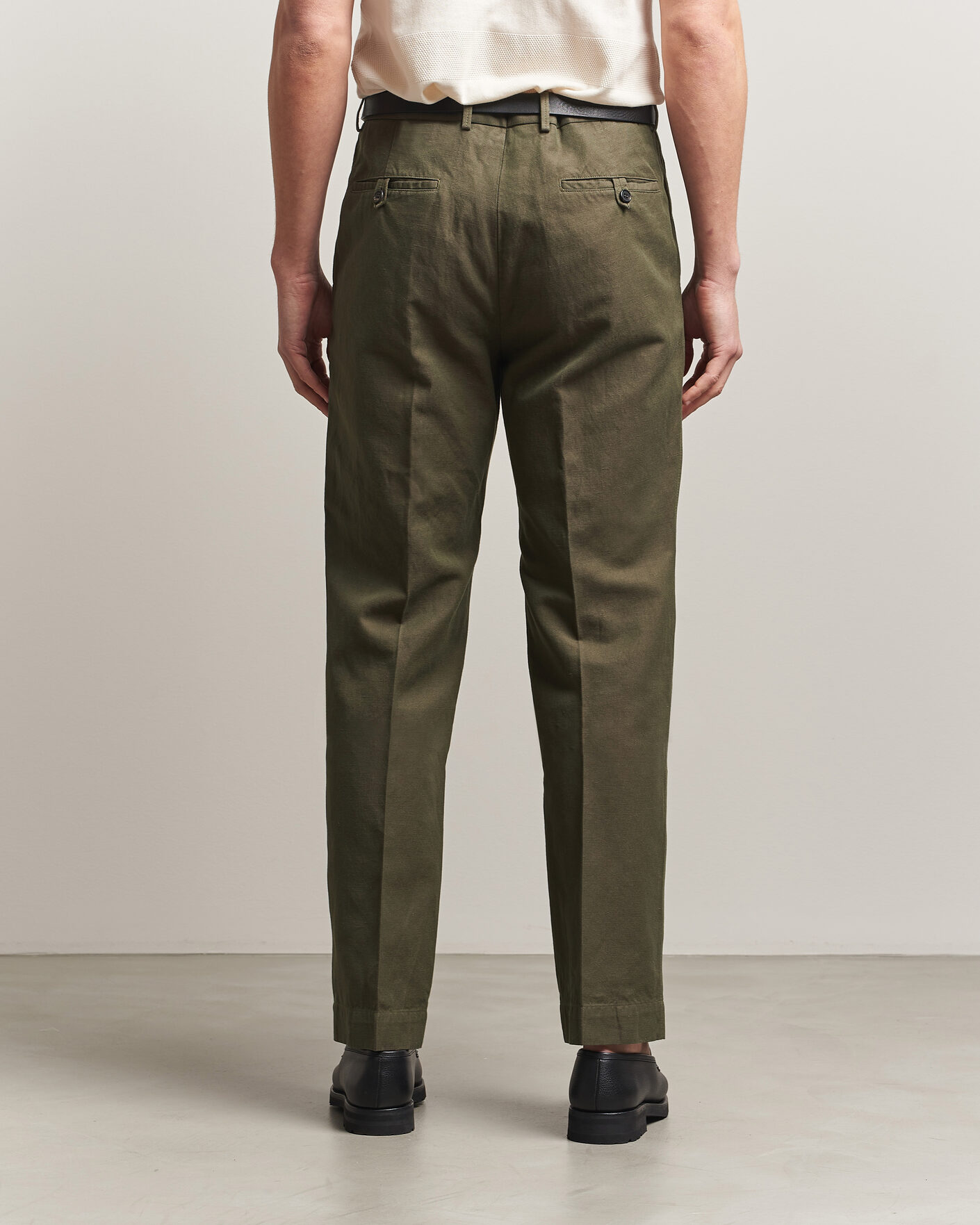 Mies | Housut | Incotex | Regular Fit Cotton/Linen Drill Trousers Military