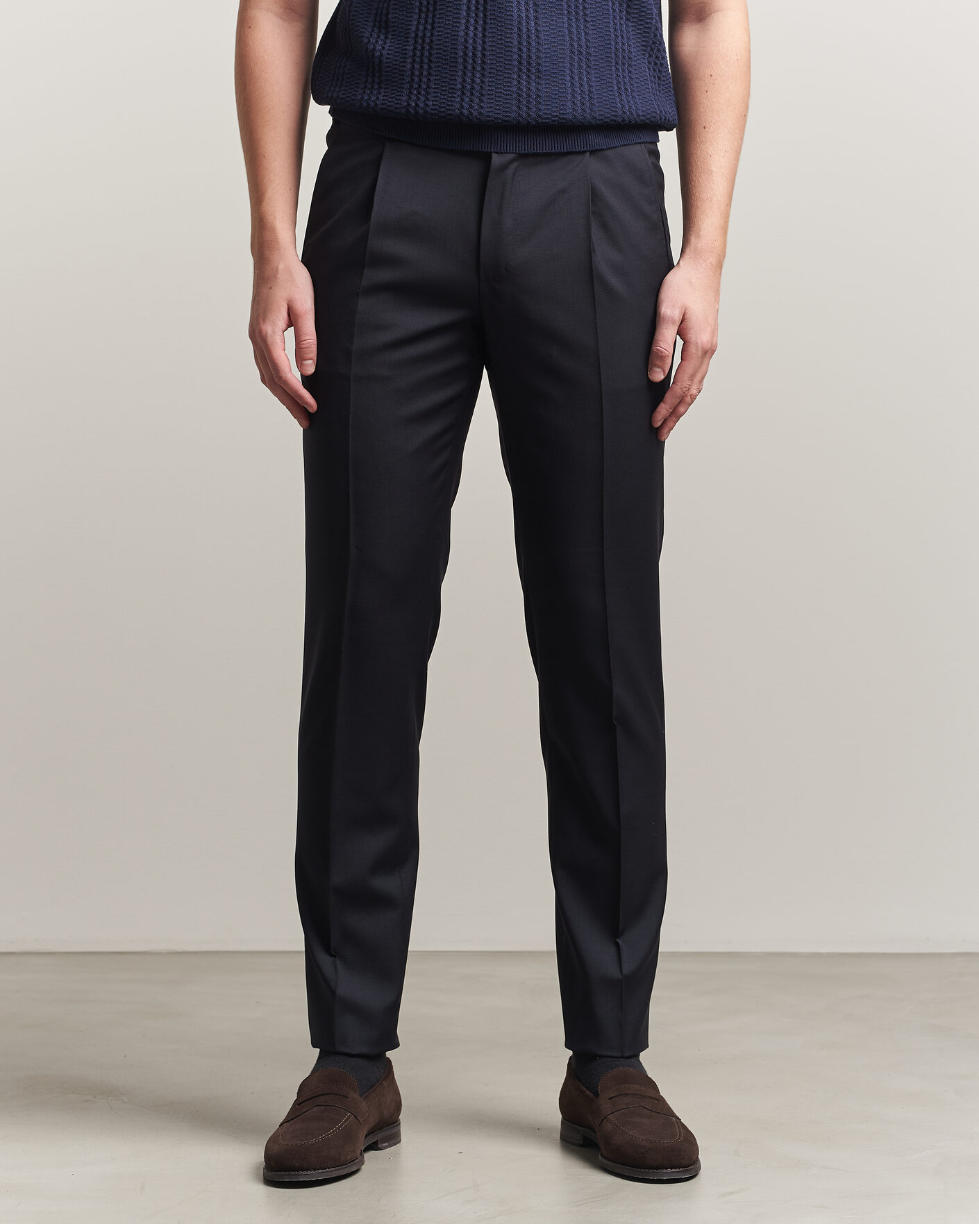 Incotex Regular Fit Super 100s Wool Pants Blue osoitteesta