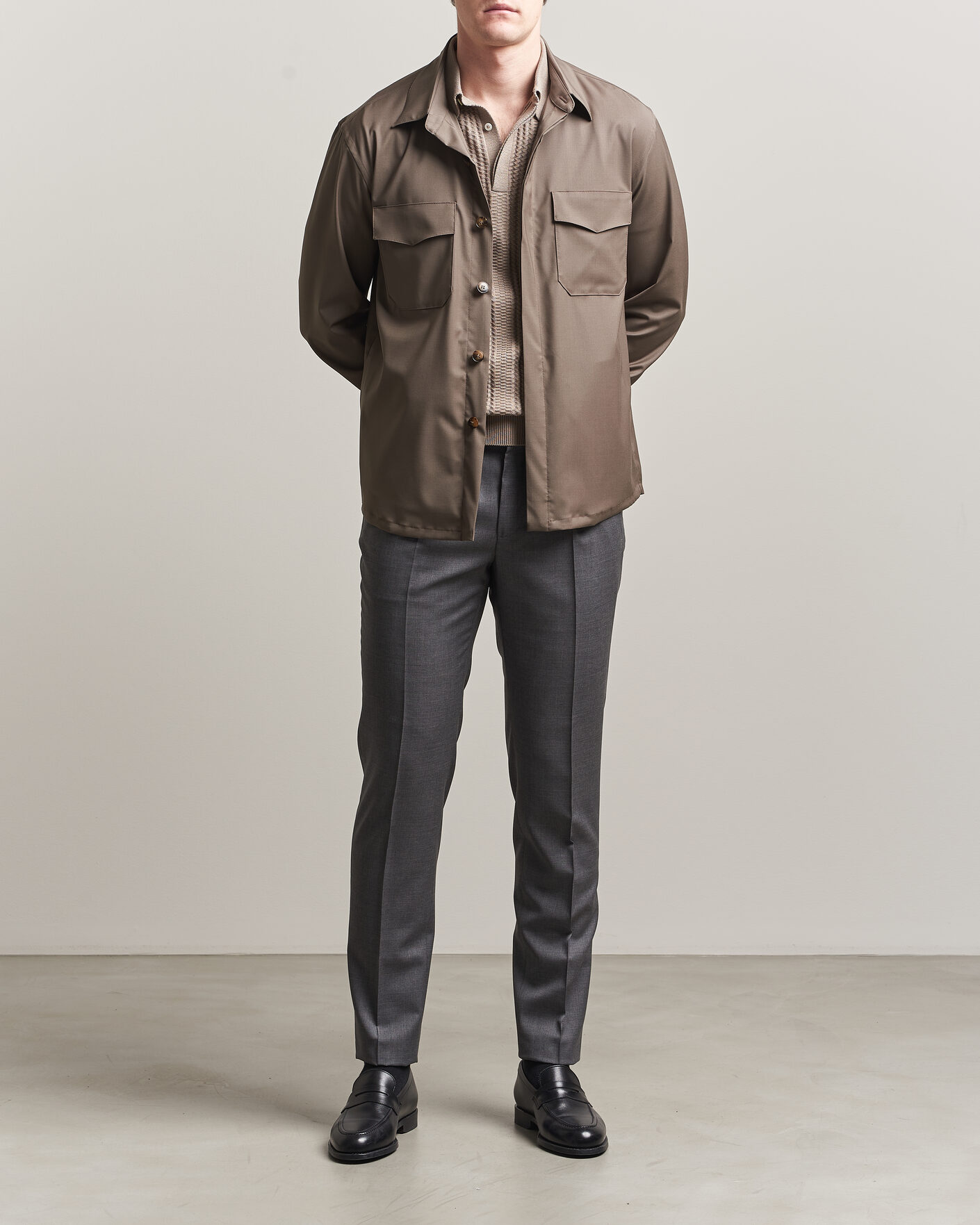 Mies | Housut | Incotex | Regular Fit Super 100s Wool Pants Grey Melange