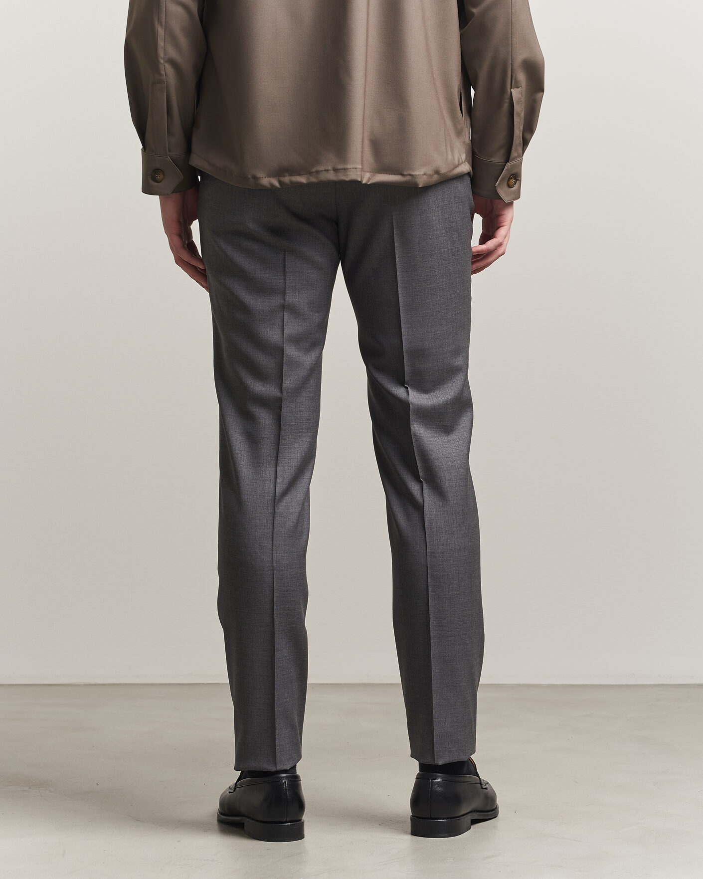 Mies | Housut | Incotex | Regular Fit Super 100s Wool Pants Grey Melange