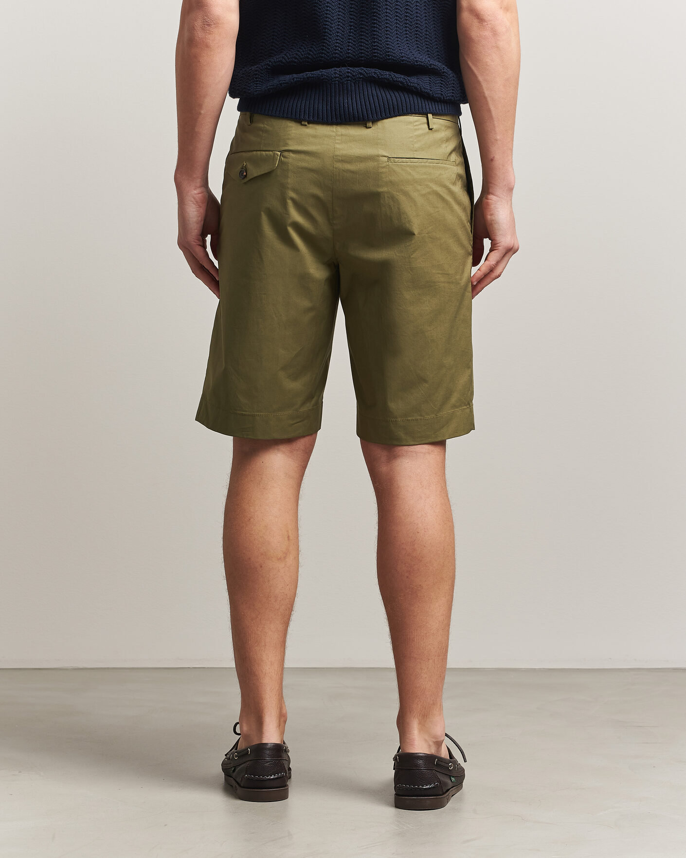 Mies | Shortsit | Incotex | Cotton Poplin Shorts Olive