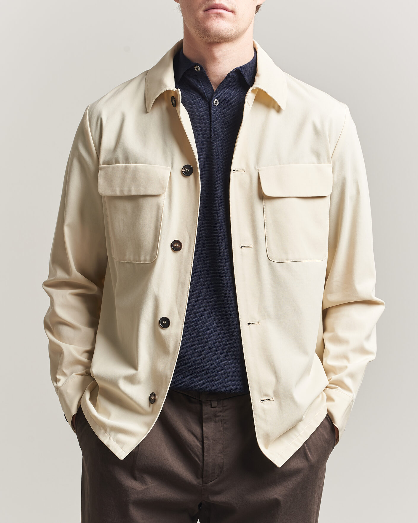 Mies | Kauluspaidat | Incotex | Ice Cotton Twill Overshirt Natural