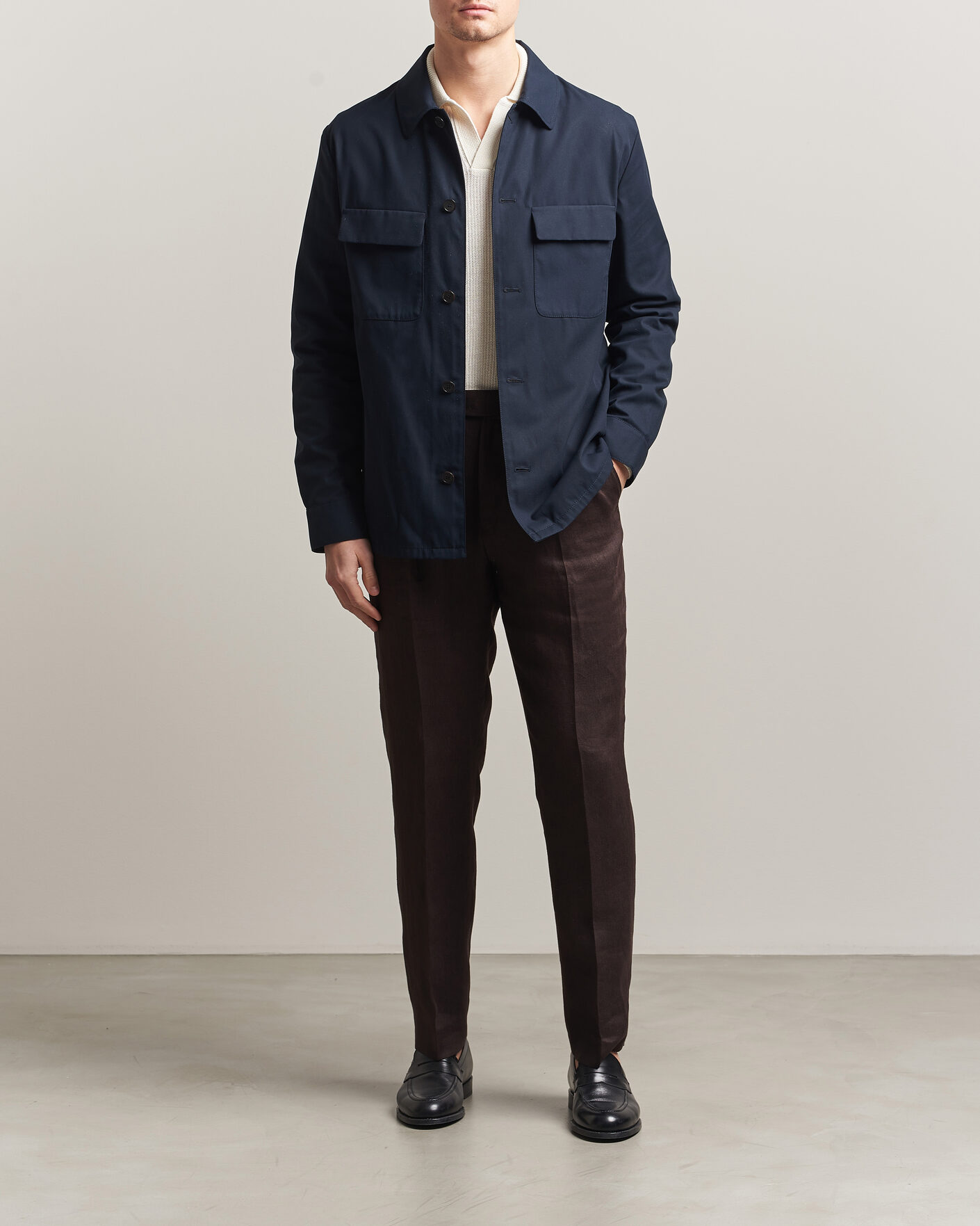 Mies | Kauluspaidat | Incotex | Ice Cotton Twill Overshirt Navy