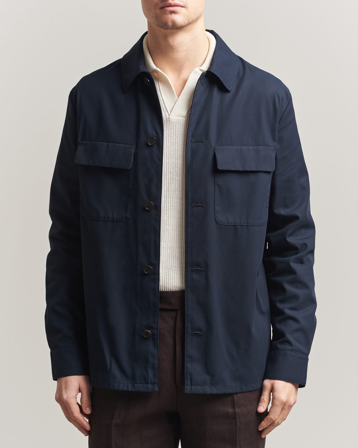 Mies | Kauluspaidat | Incotex | Ice Cotton Twill Overshirt Navy