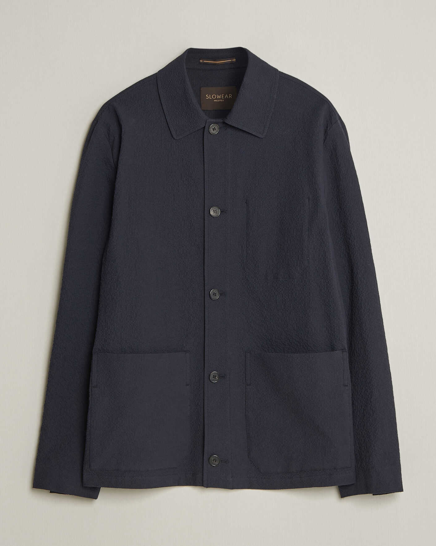 Mies | Takit | Incotex | Seersucker Cotton/Silk Chore Jacket Navy