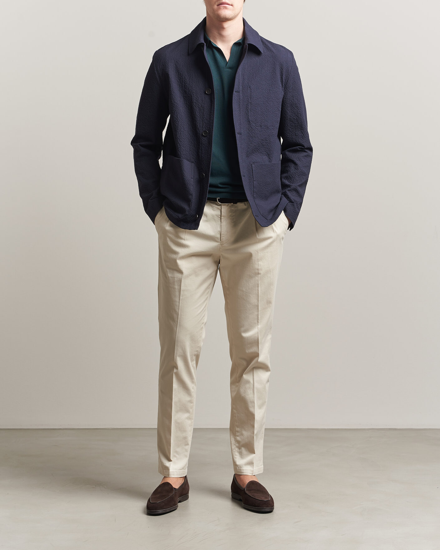 Mies | Takit | Incotex | Seersucker Cotton/Silk Chore Jacket Navy