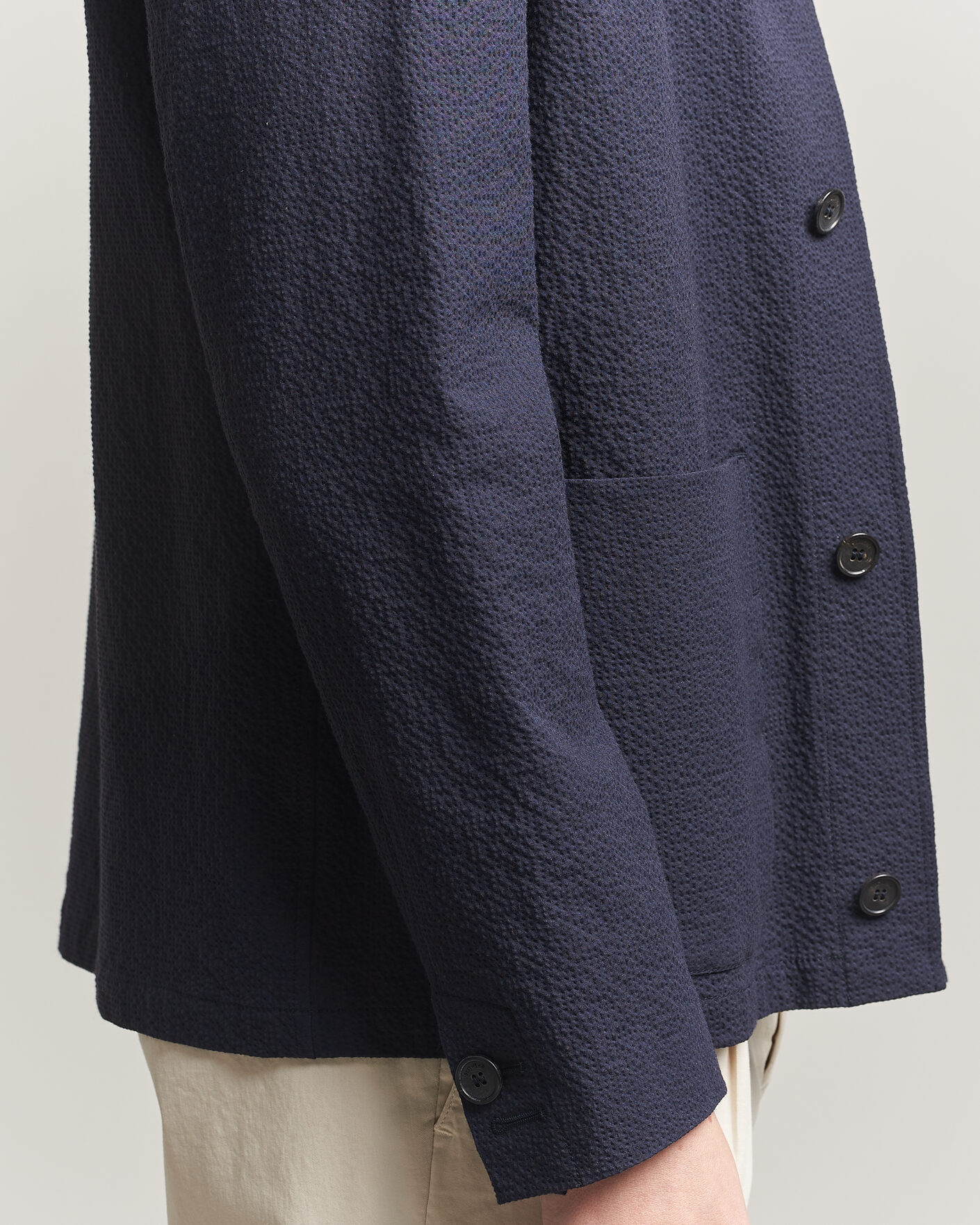 Mies | Takit | Incotex | Seersucker Cotton/Silk Chore Jacket Navy