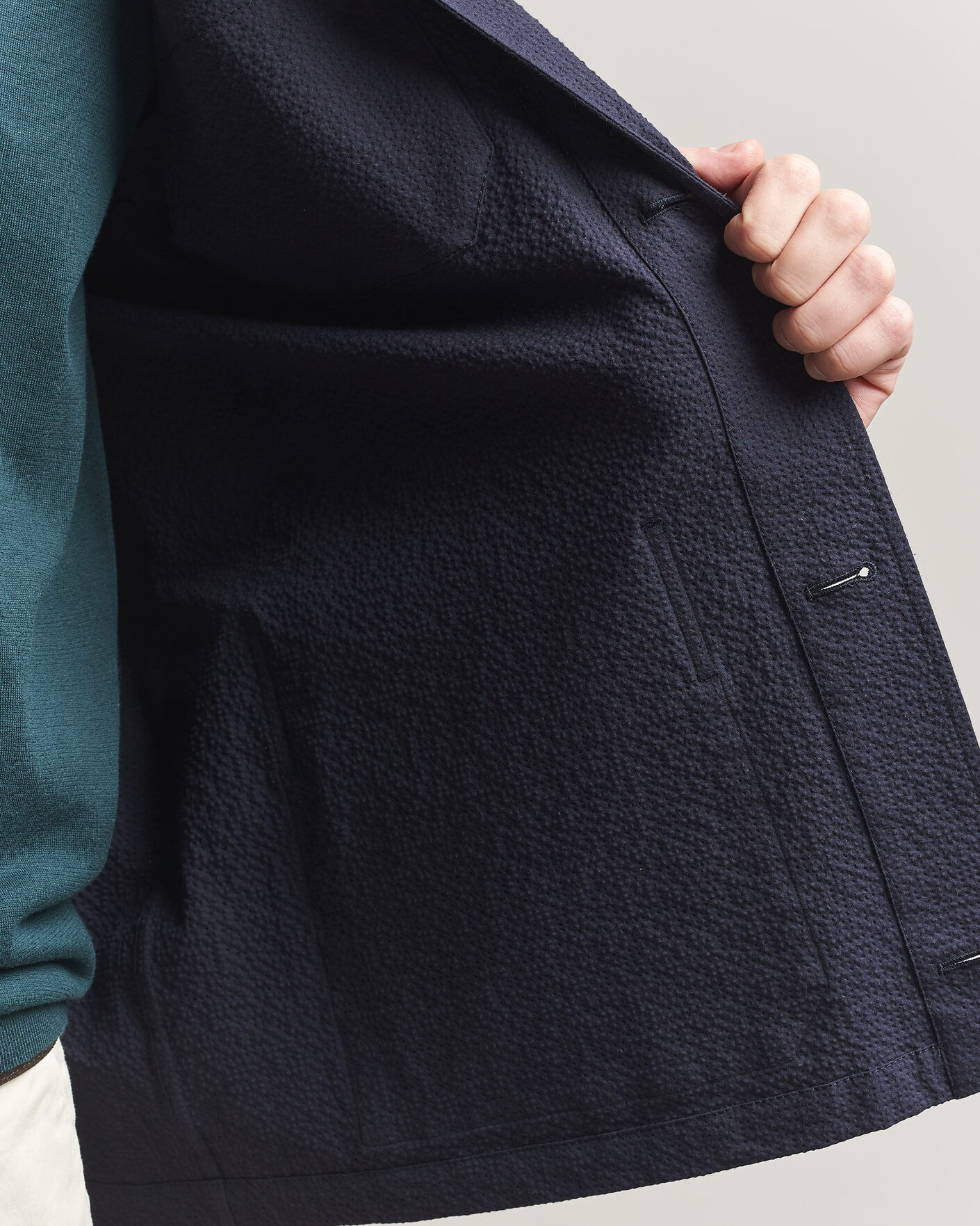 Mies | Takit | Incotex | Seersucker Cotton/Silk Chore Jacket Navy