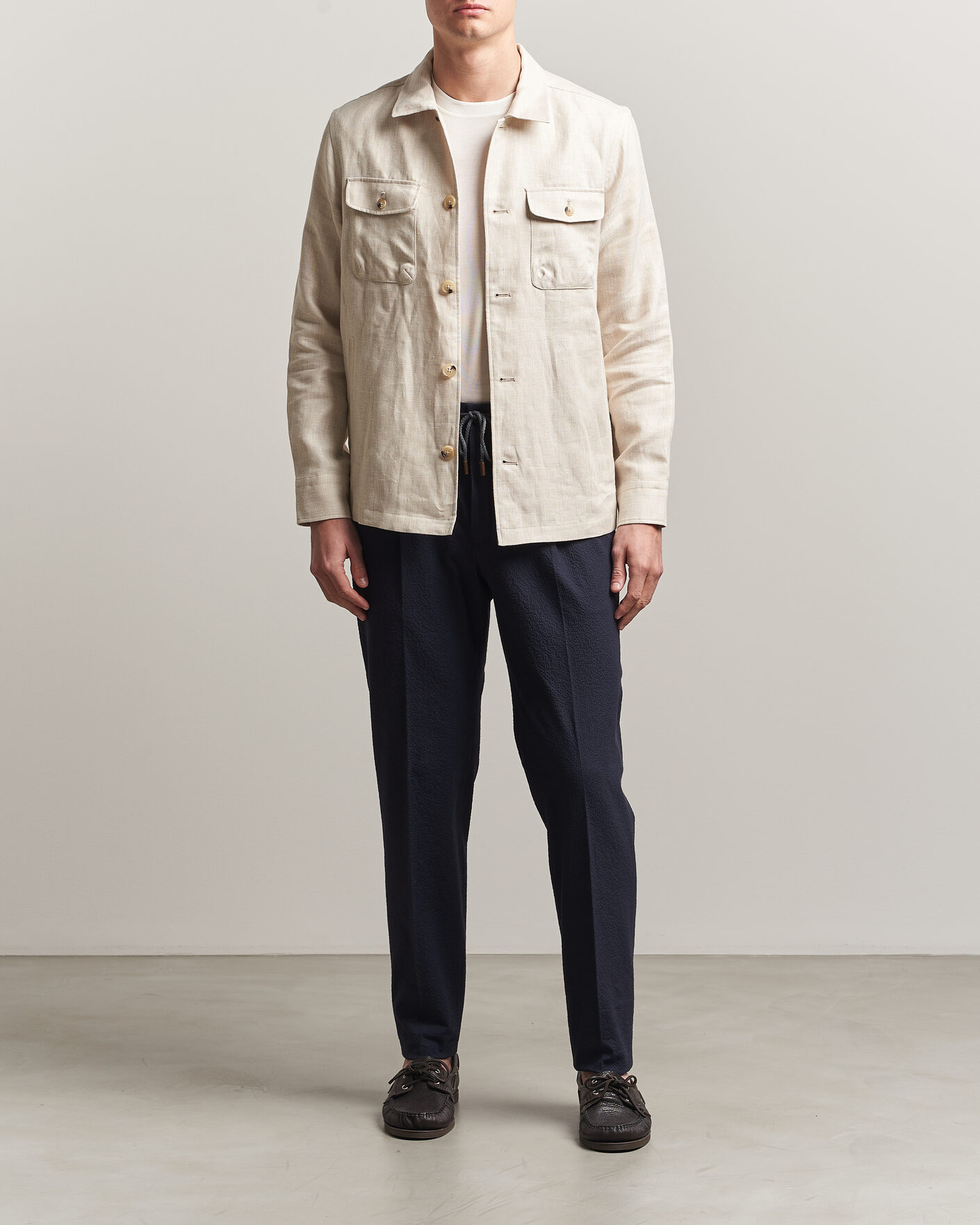 Mies | Housut | Incotex | Tapered Fit Seersucker Pants Navy