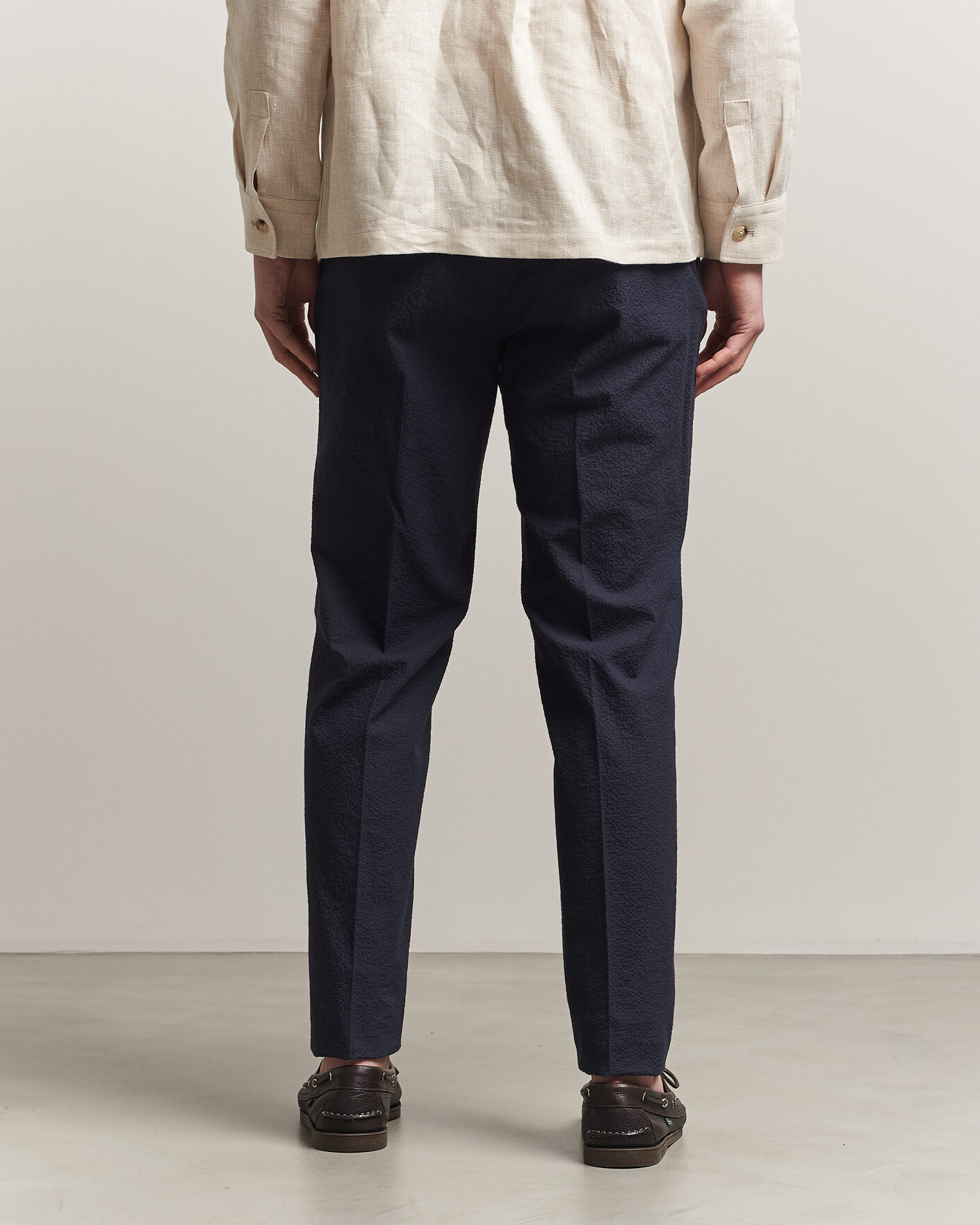 Mies | Housut | Incotex | Tapered Fit Seersucker Pants Navy