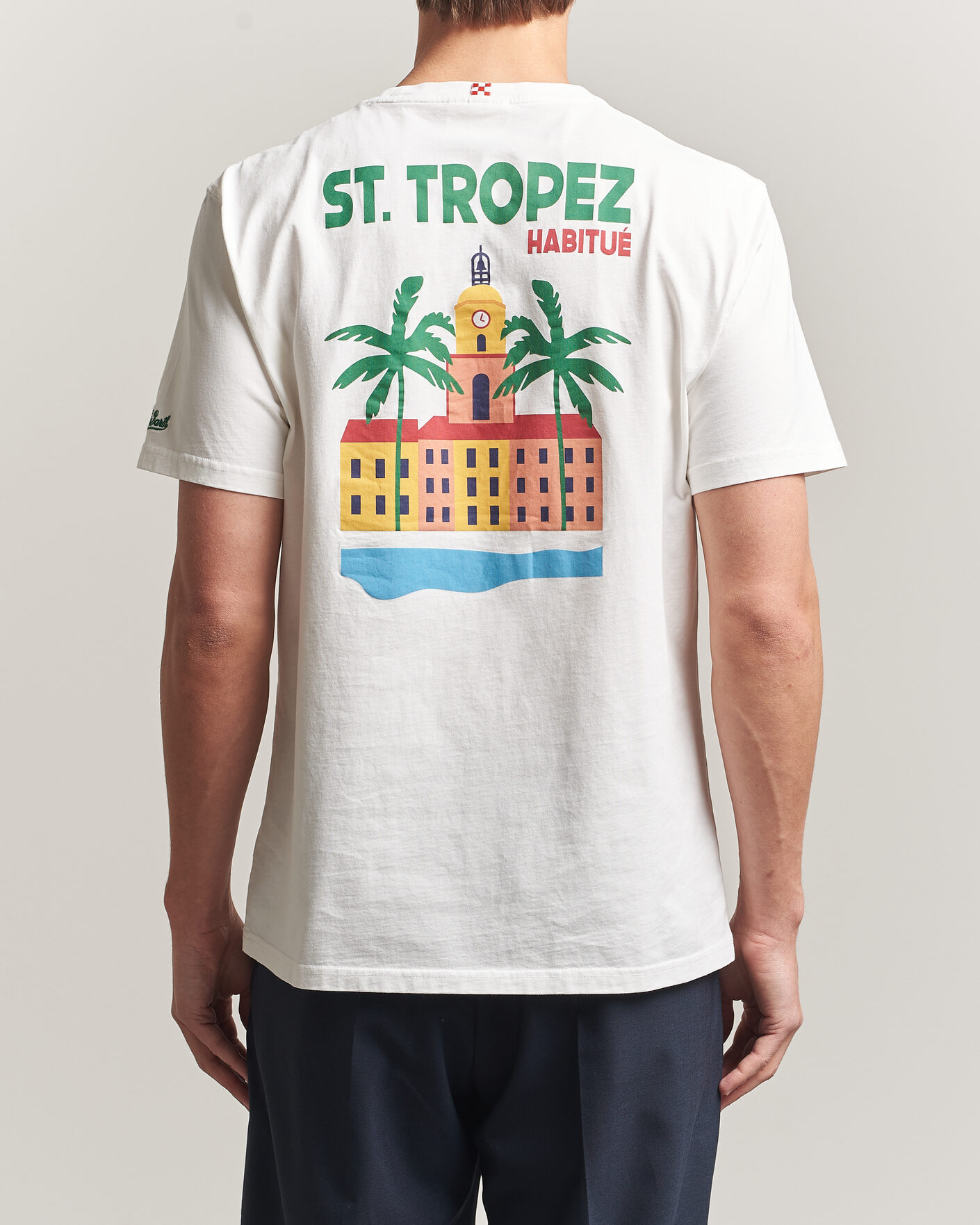 Mies | T-paidat | MC2 Saint Barth | Back Printed Cotton T-Shirt St Tropez Sun