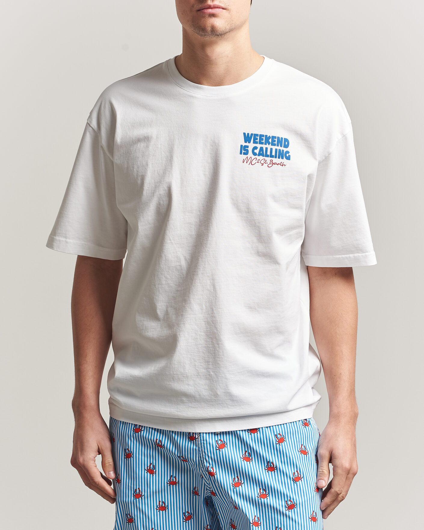 Mies | T-paidat | MC2 Saint Barth | Back Printed Cotton T-Shirt Weekend Jet