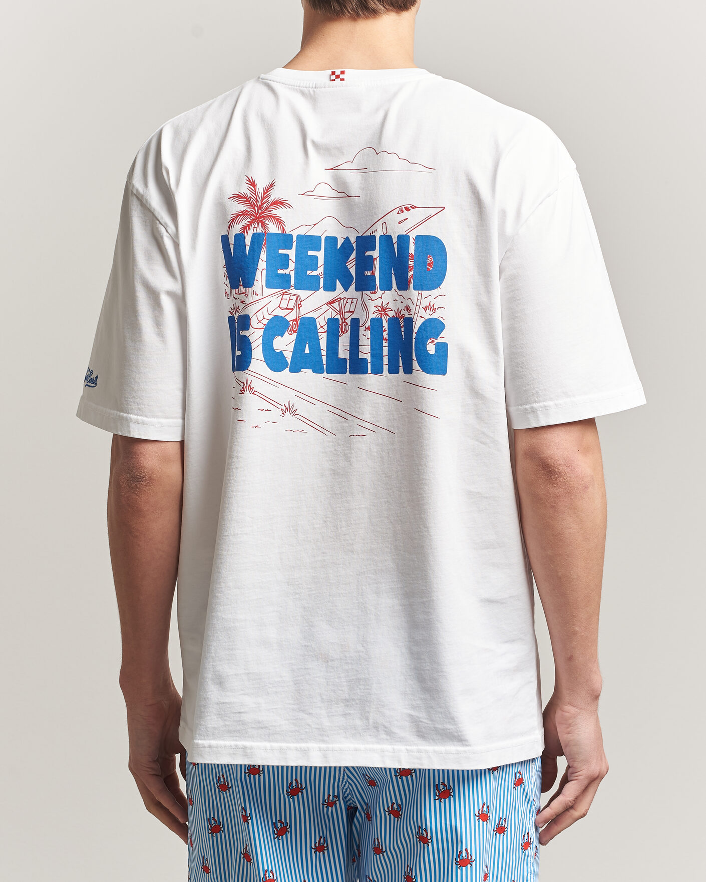 Mies | T-paidat | MC2 Saint Barth | Back Printed Cotton T-Shirt Weekend Jet
