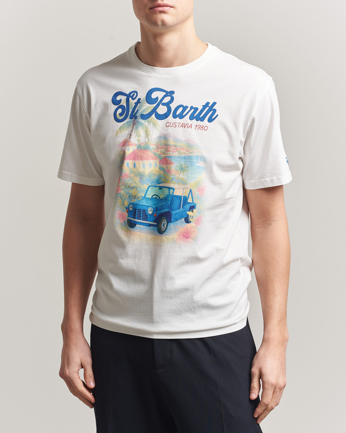 Mies | T-paidat | MC2 Saint Barth | Printed Cotton T-Shirt Ibiscus Car