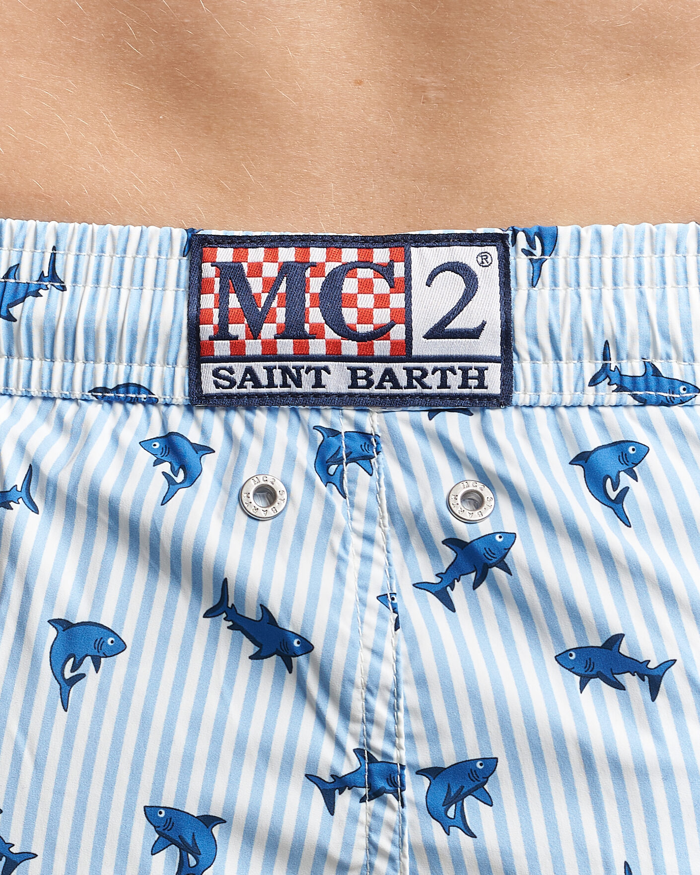 Mies | Uimahousut | MC2 Saint Barth | Printed Swim Shorts Blue Sharks