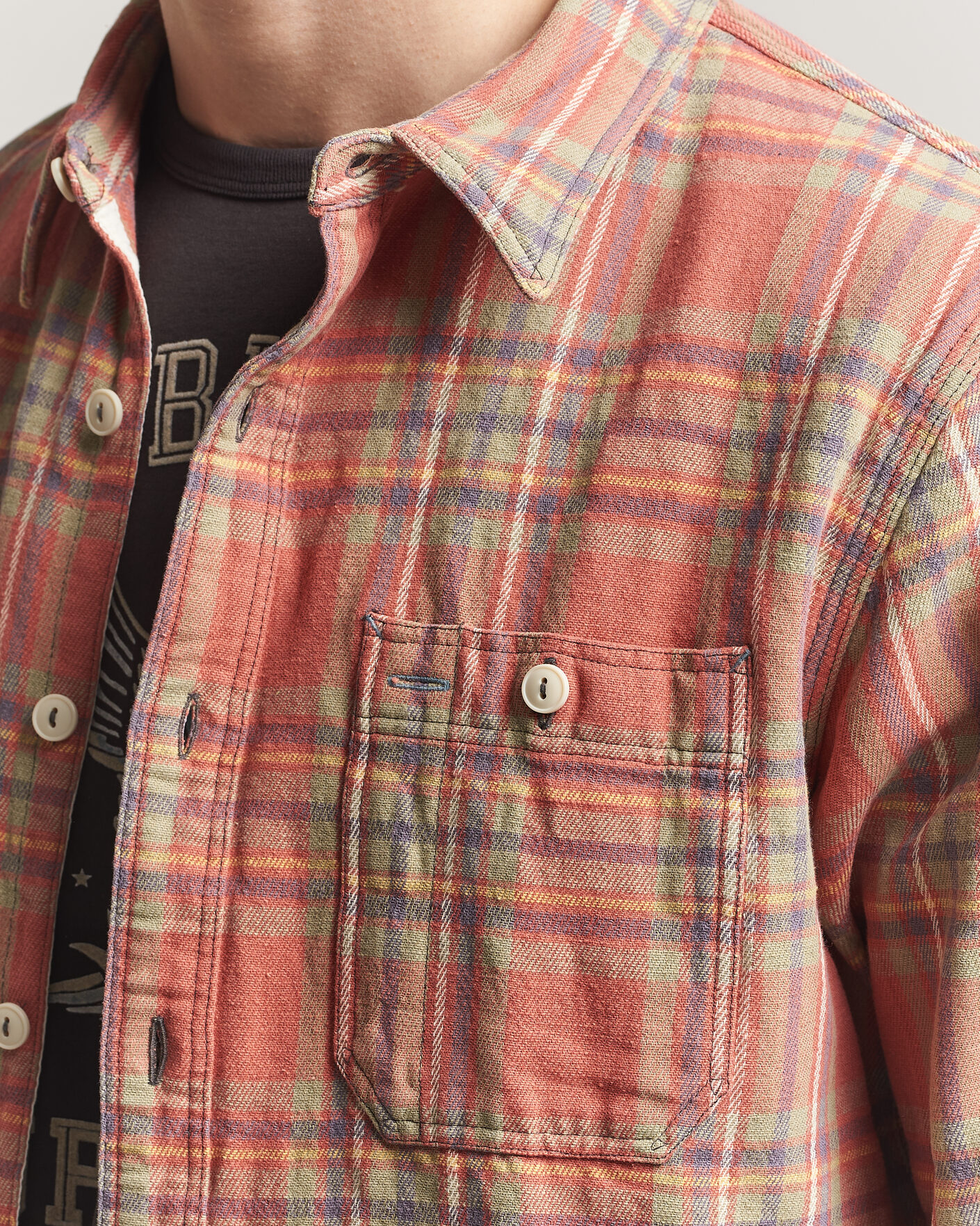 Mies | Kauluspaidat | RRL | Cameron Double Pocket Shirt Red/Blue Check