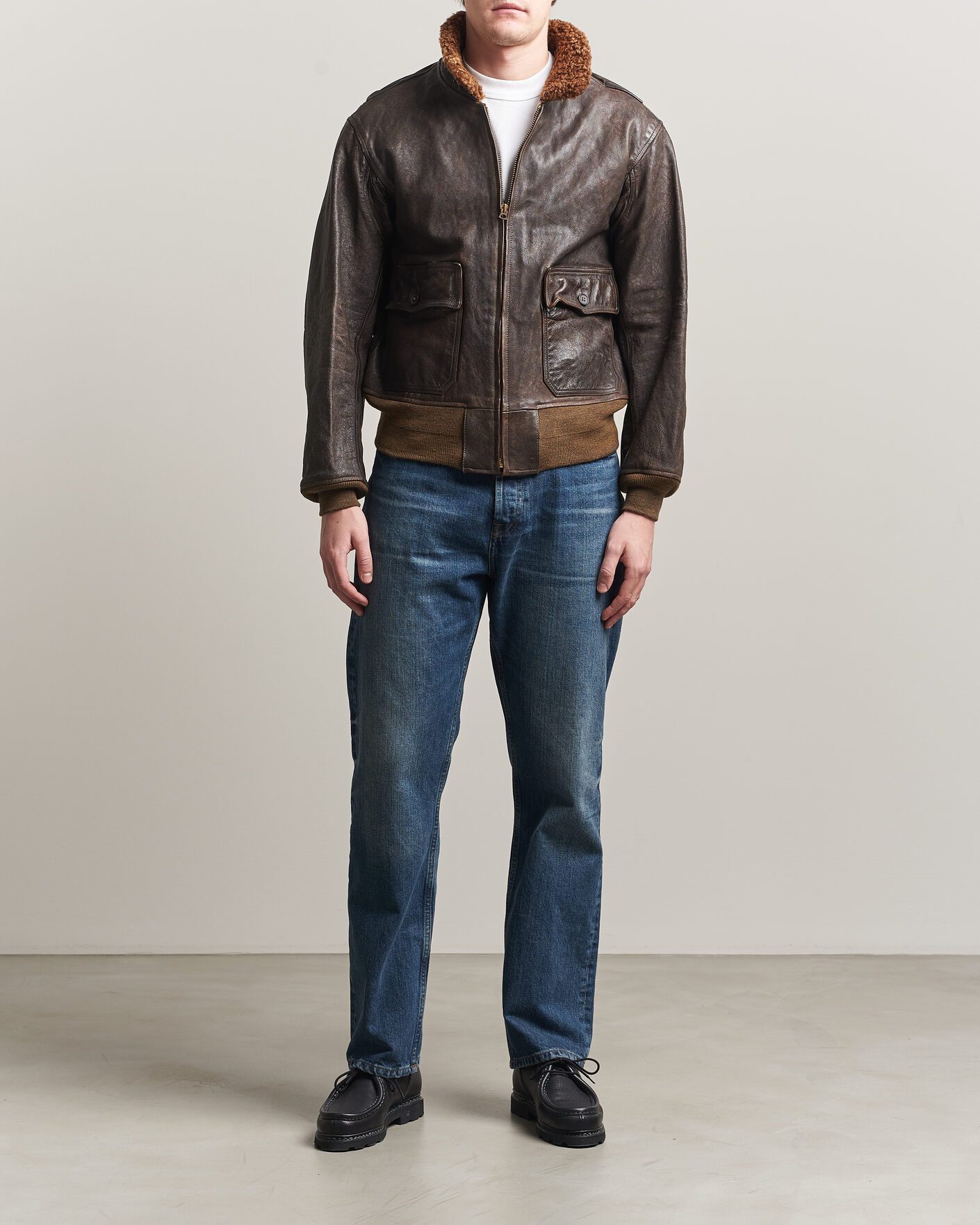 Mies | Takit | RRL | Pratt Leather Jacket Vintage Brown