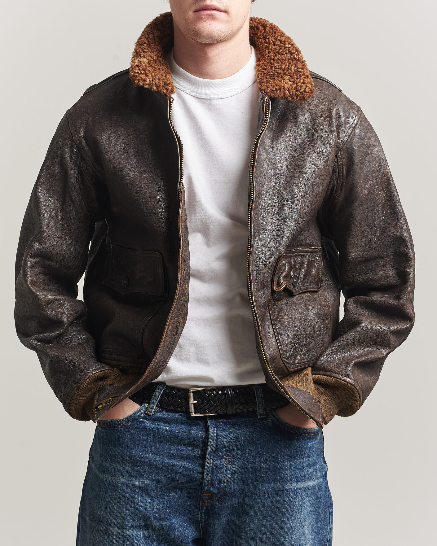 Mies | Takit | RRL | Pratt Leather Jacket Vintage Brown