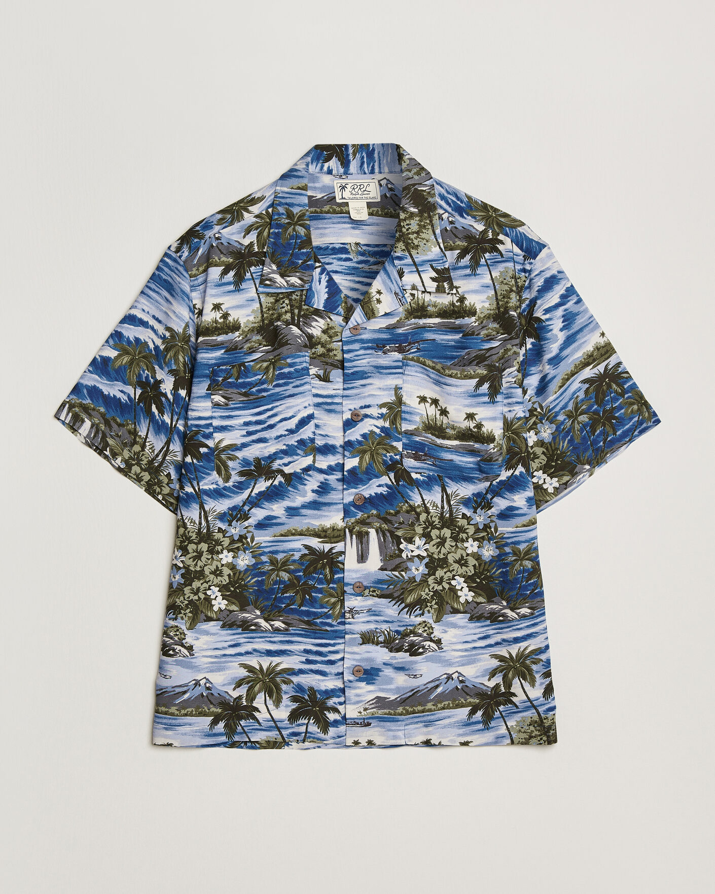 Mies | Kauluspaidat | RRL | Printed Camp Shirt Blue