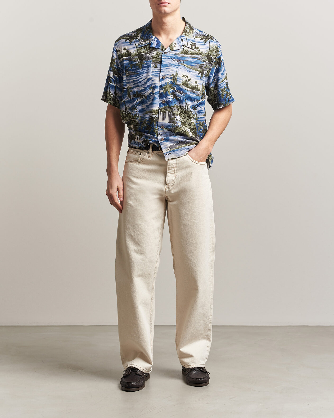 Mies | Kauluspaidat | RRL | Printed Camp Shirt Blue