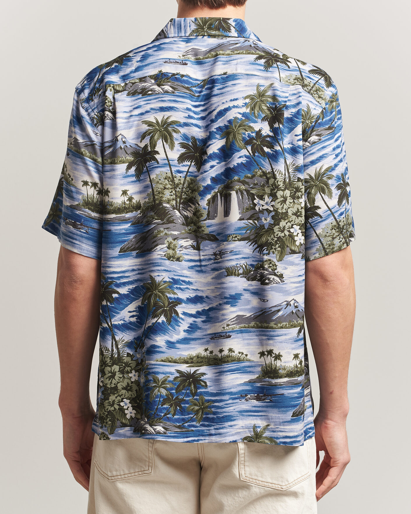 Mies | Kauluspaidat | RRL | Printed Camp Shirt Blue