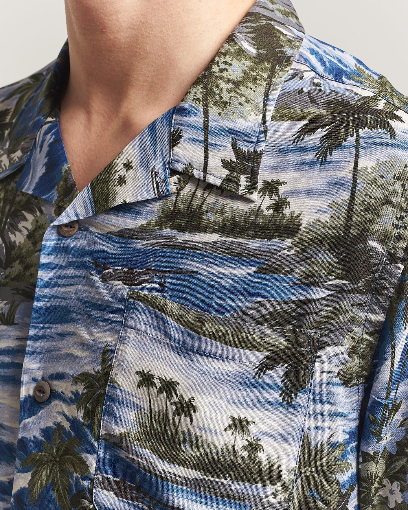 Mies | Kauluspaidat | RRL | Printed Camp Shirt Blue