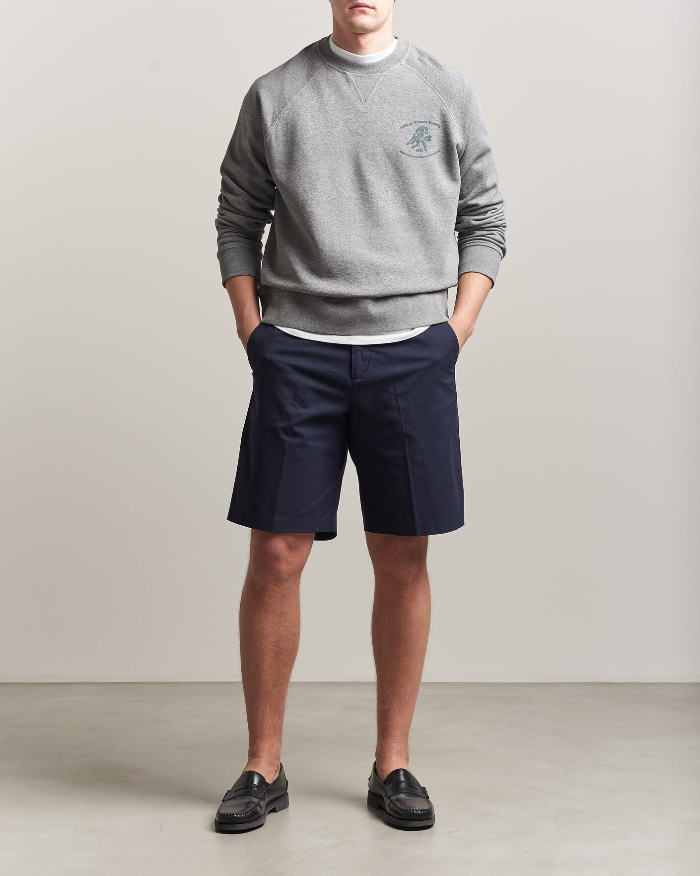 Mies | Puserot | Palmes | Lake Raglan Sweatshirt Grey Melange