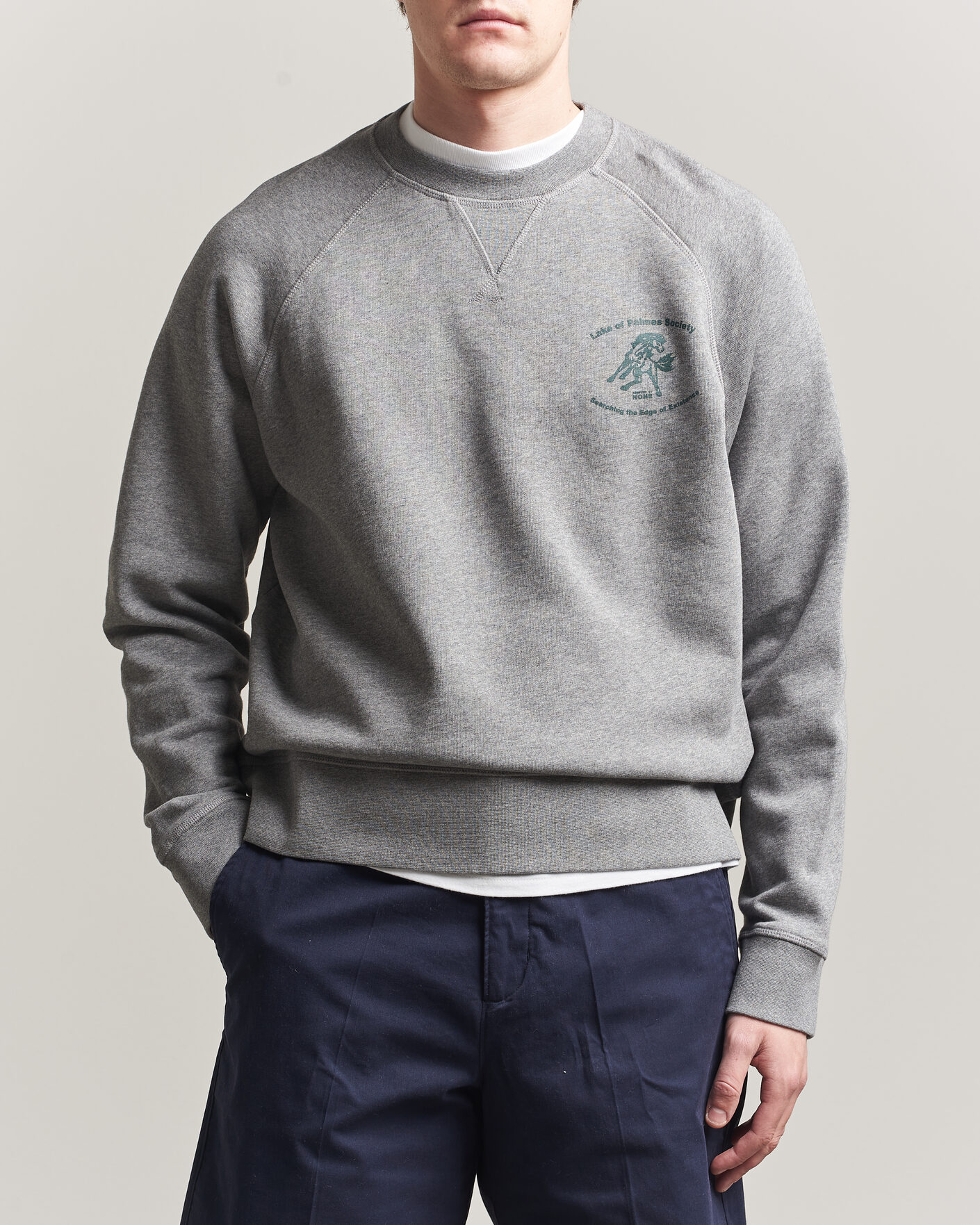 Mies | Puserot | Palmes | Lake Raglan Sweatshirt Grey Melange