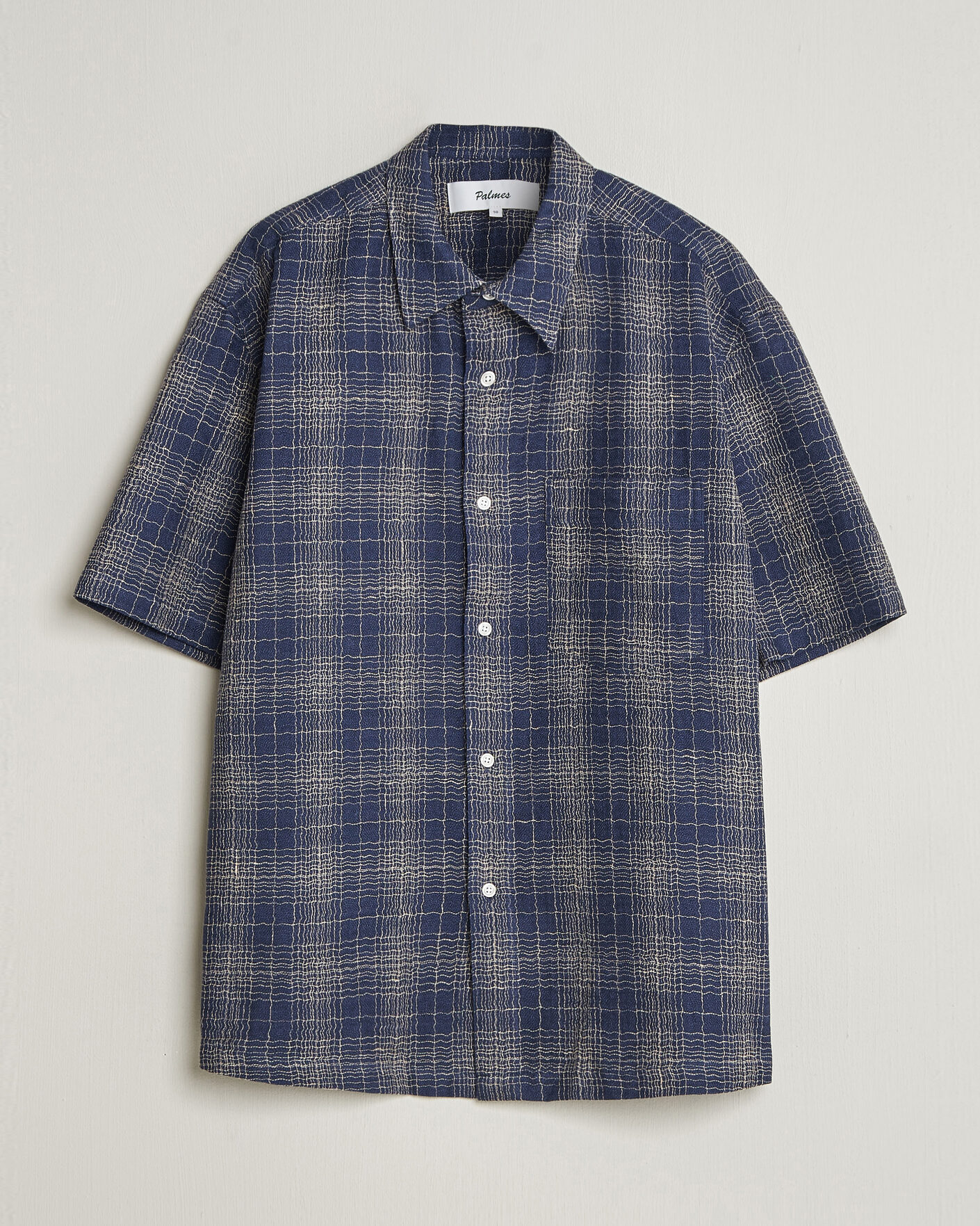 Mies | Kauluspaidat | Palmes | Cotton/Linen Short Sleeve Shirt Navy Check
