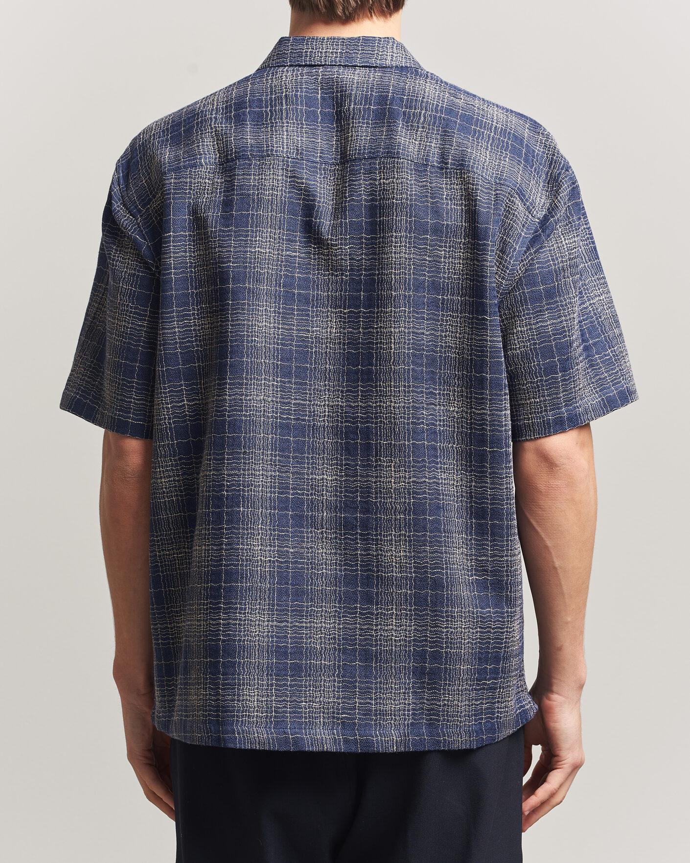 Mies | Kauluspaidat | Palmes | Cotton/Linen Short Sleeve Shirt Navy Check